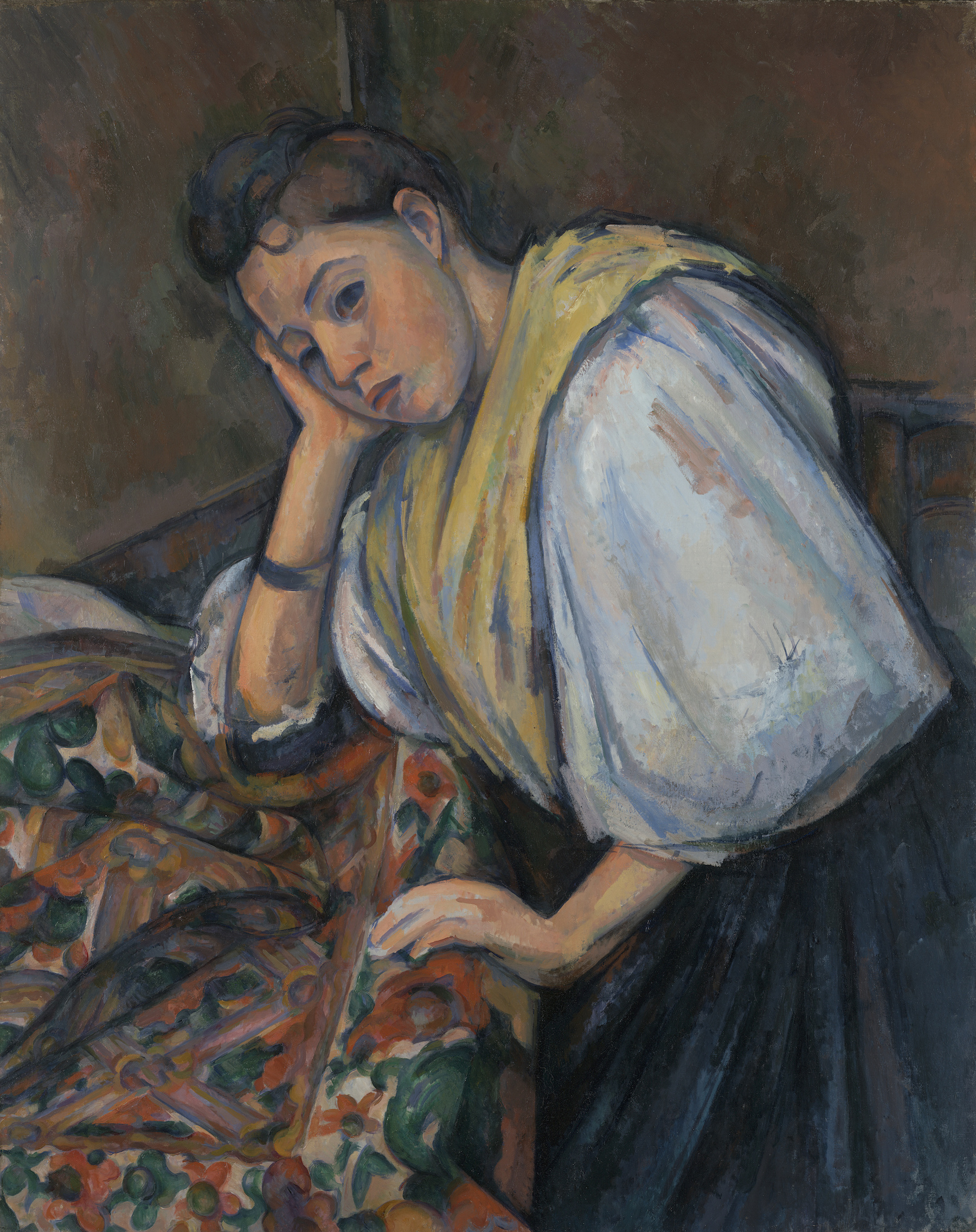 Jonge Italiaanse Vrouw aan een Tafel  by Paul Cézanne - 1895 - 1900 - 92.1 x 73.5 cm 