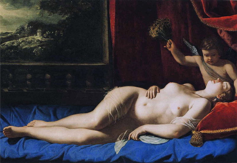 Венера и Купидон by Артемизия Джентилески - 1625/1630 - 38 × 56 5/8 дюйма 