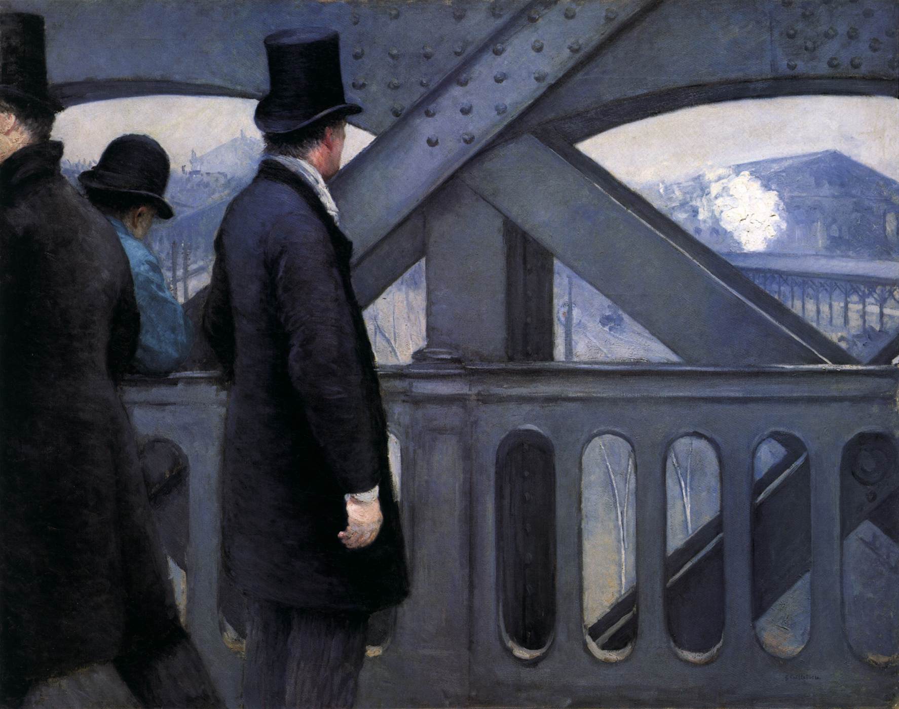 على جسر أوروبا  by Gustave Caillebotte - 1877م1876/م - 105.7 x 130.8 سم 