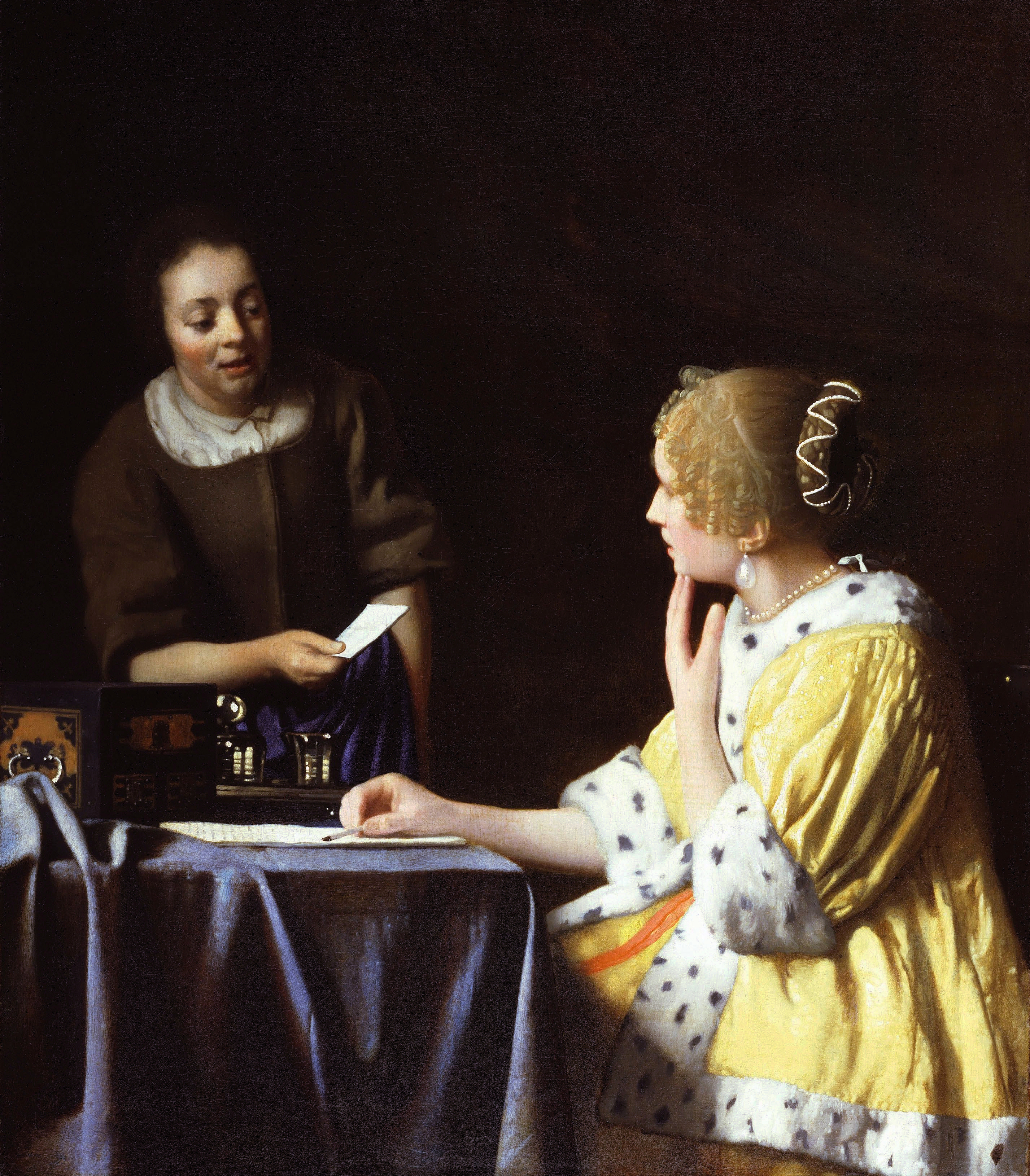 婦人と召使 by Johannes Vermeer - 1666/1667 - 90.2 x 78.7 cm 