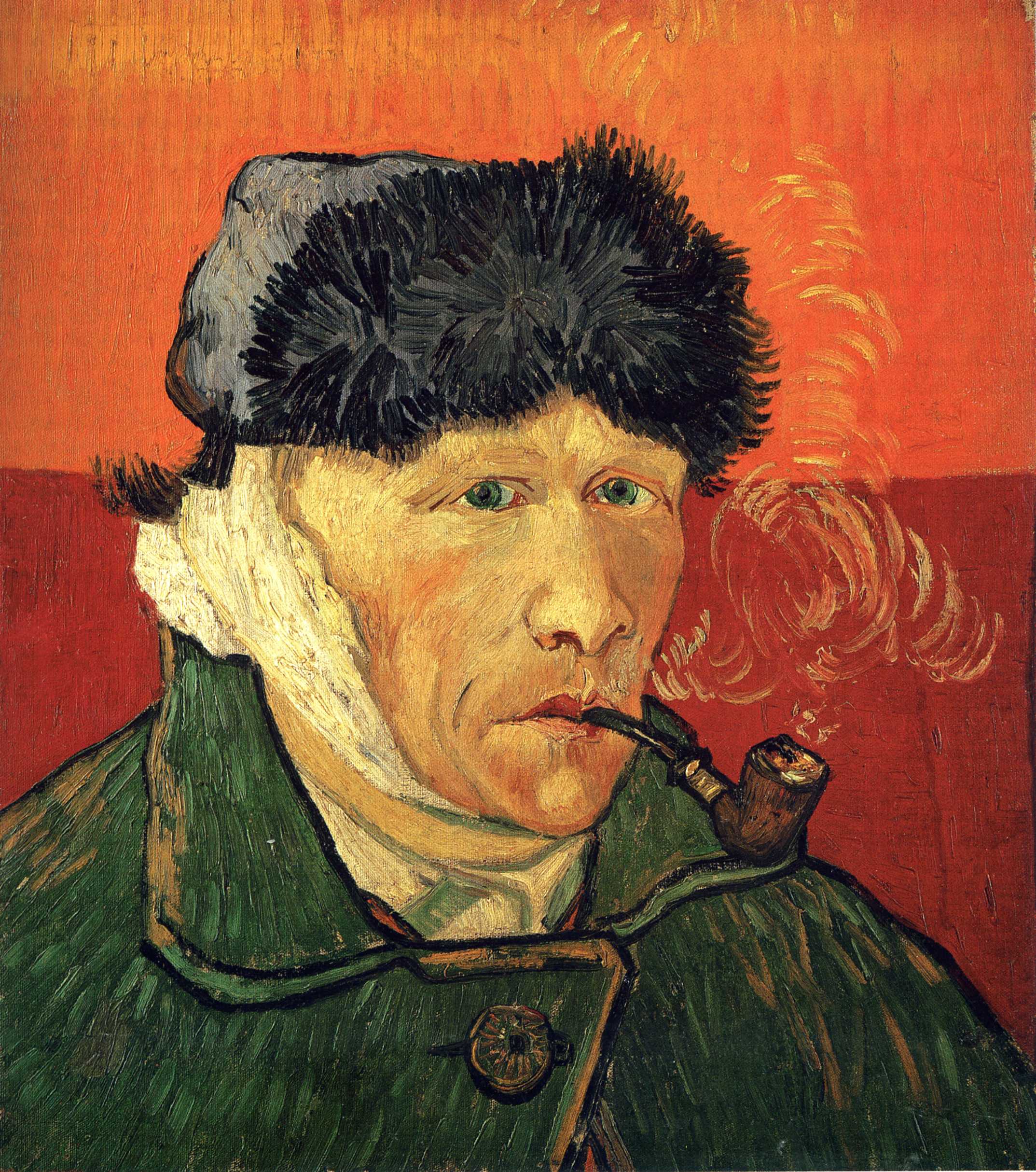 Self-portrait with Bandaged Ear and Pipe by Vincent van Gogh - 1889 - 51 cm x 45 cm private collection