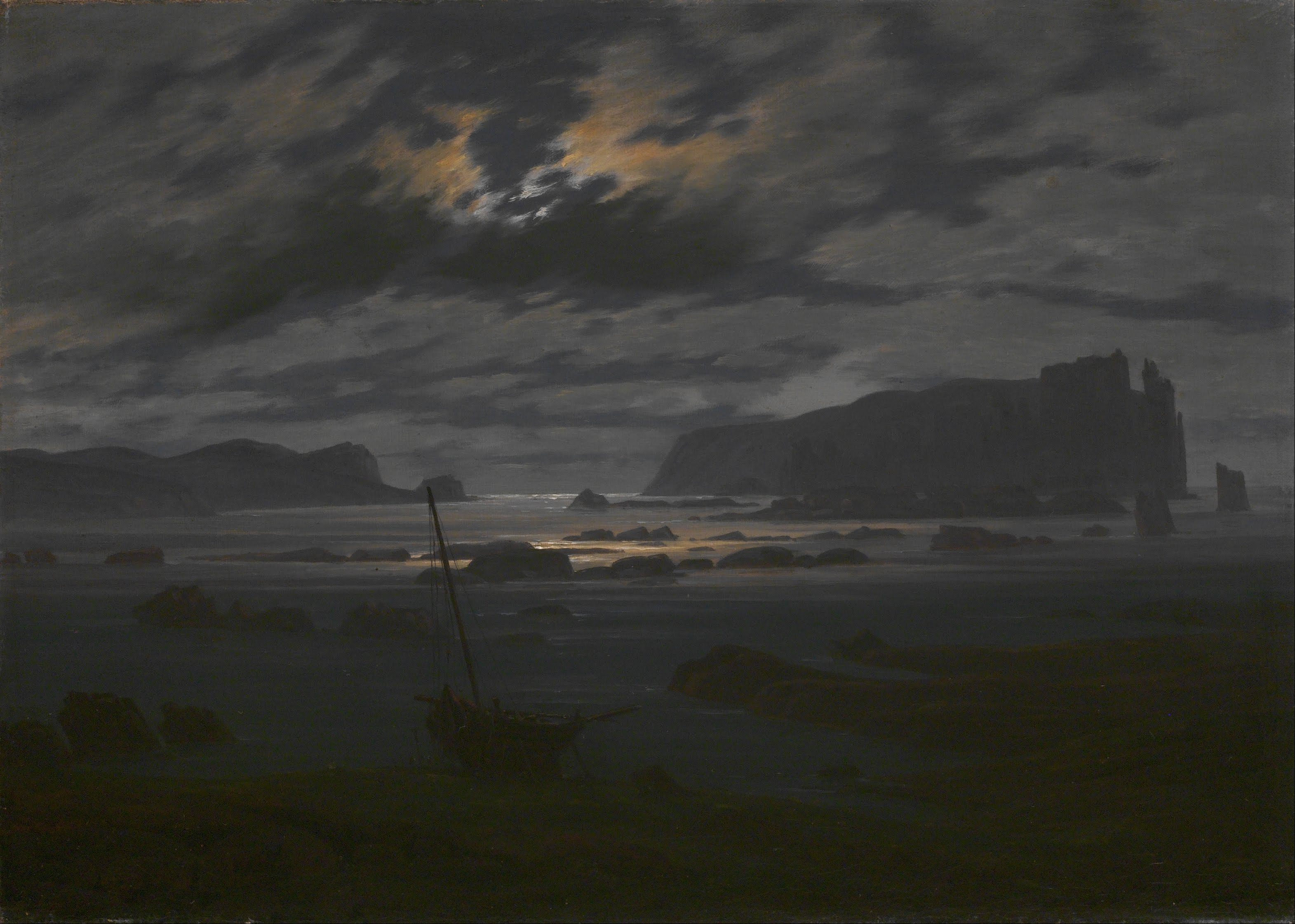Northern Sea in the Moonlight by Caspar David Friedrich - 1823 - - National Gallery in Prague