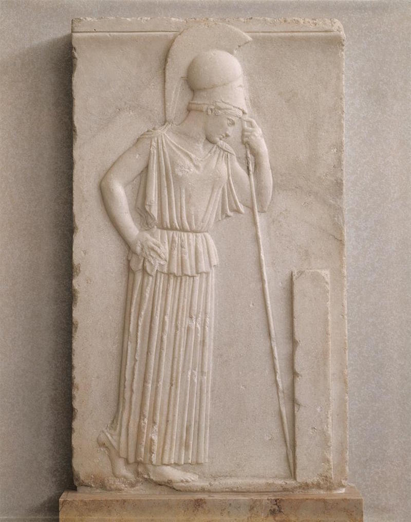 Ανάγλυφο της Σκεπτόμενης Αθηνάς by Άγνωστος Καλ - γύρω στο 460 π.Χ. - 310 x 540 εκ. 