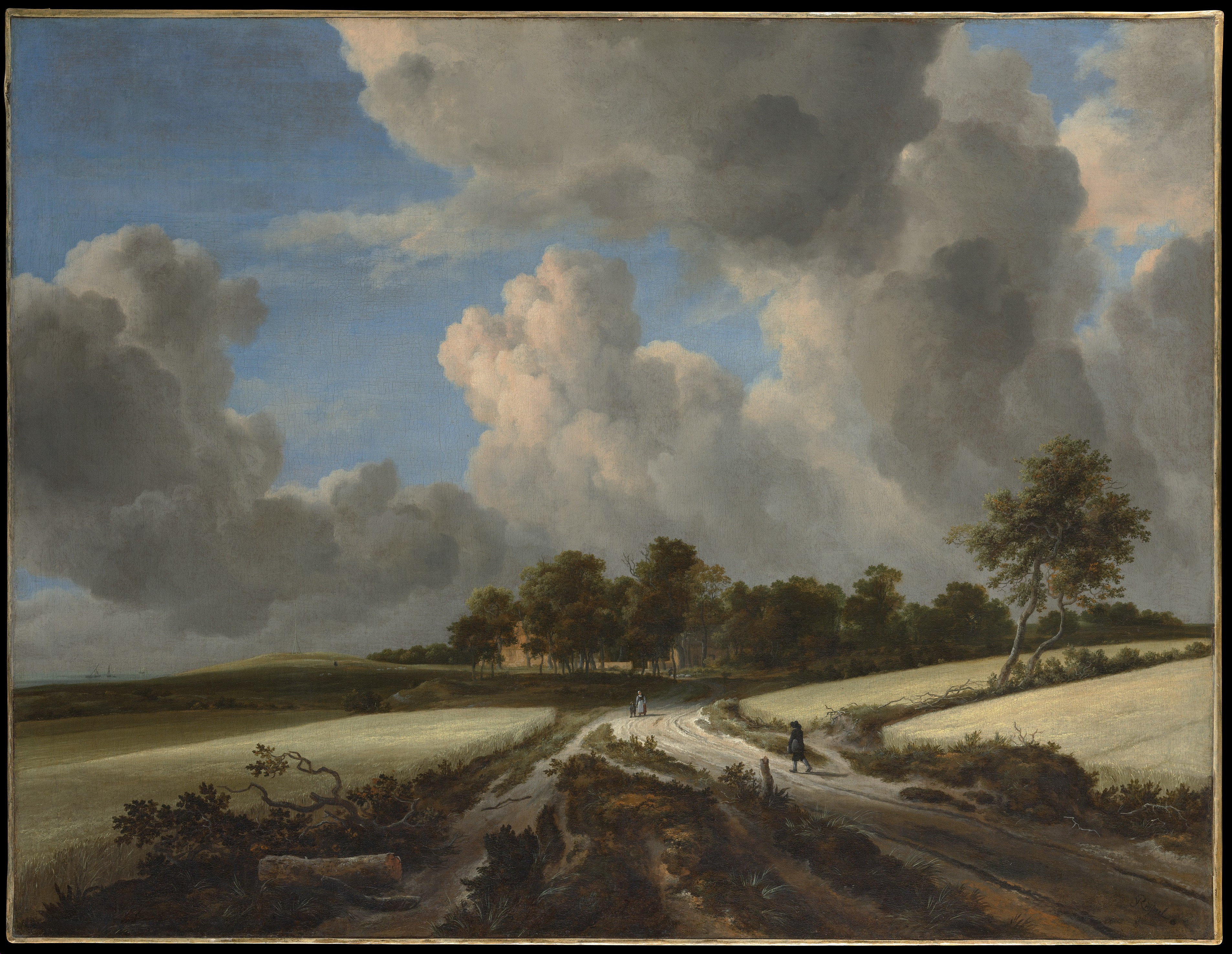 حقول القمح by Jacob van Ruisdael - حوالي ١٦٧٠ - ١٠٠ × ١٣٠.٢ سم 