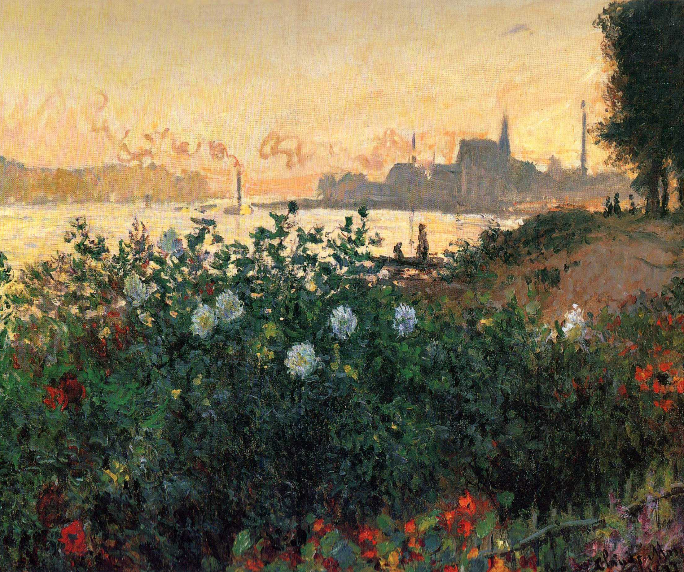 Argenteul'daki Nehir Kıyısındaki Çiçekler by Claude Monet - 1877 - - 