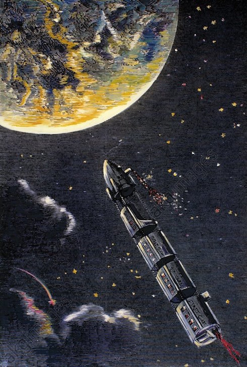 Les Trains de Projectiles pour la Lune by Henri de Montaut - 1865 - - private collection