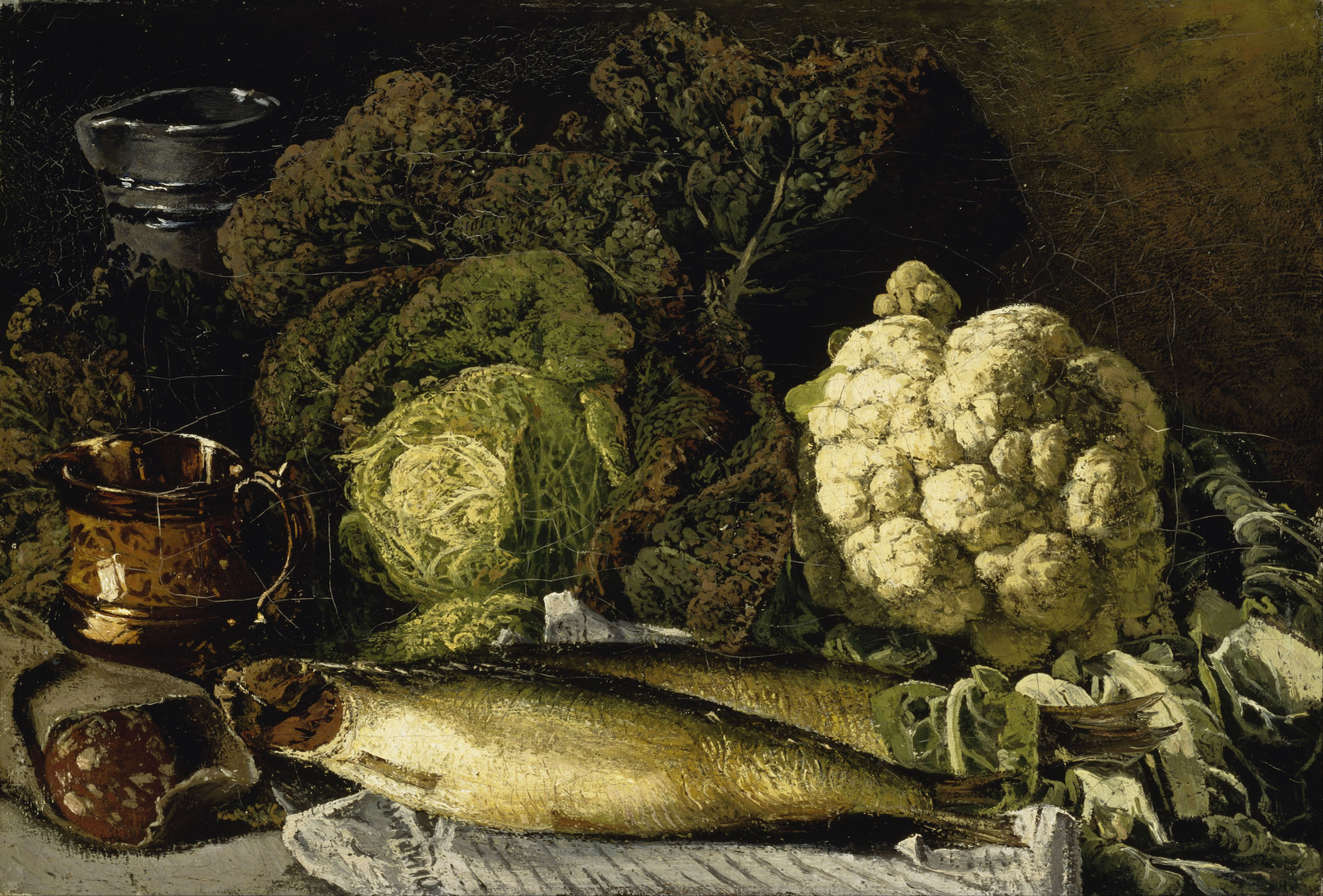 Csendélet zöldségekkel és hallal by Fanny Churberg - 1876 - 56.5 x 38 cm 
