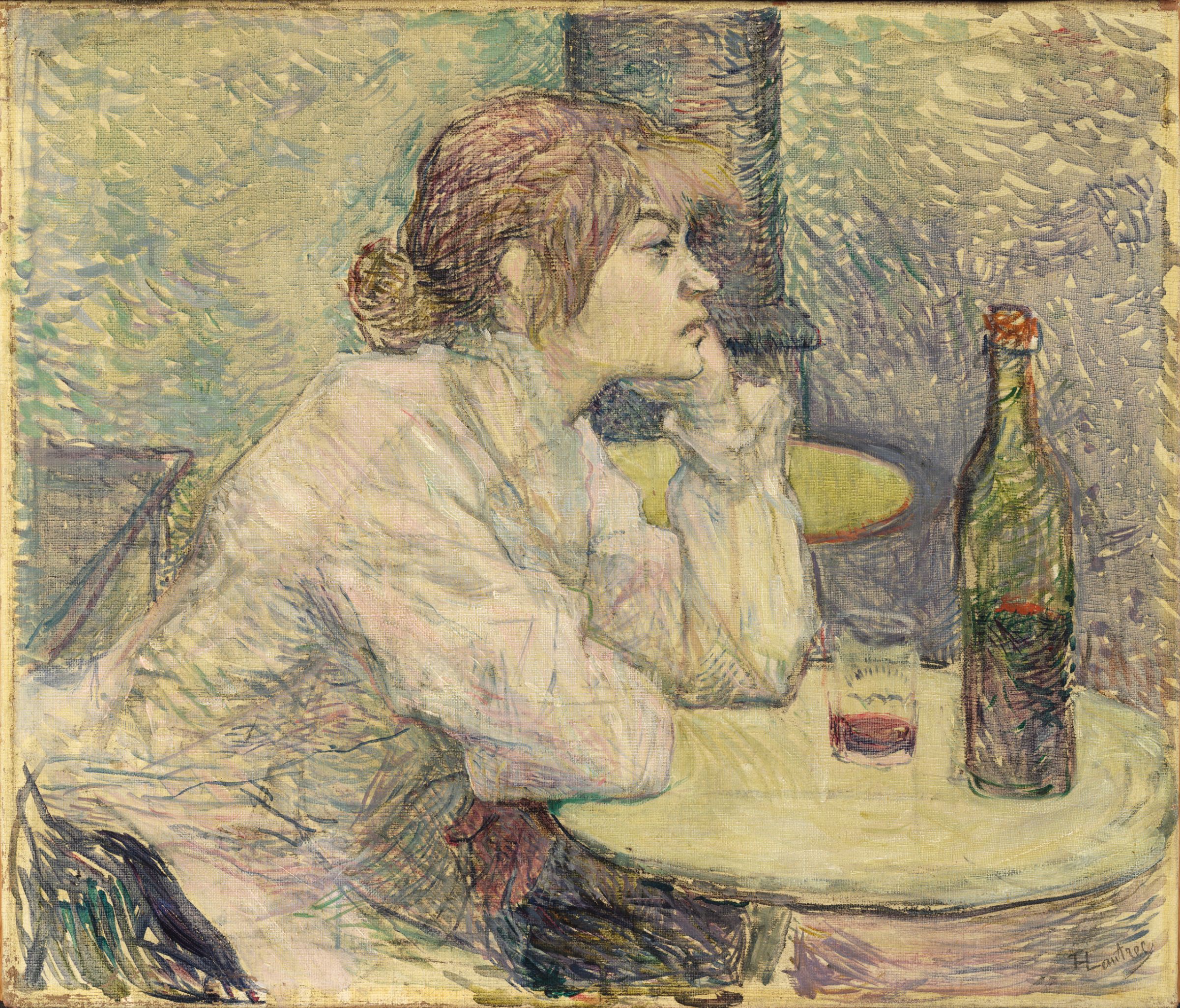 Postumi di una sbornia: la bevitrice (Suzanne Valadon) by Henri de Toulouse-Lautrec - 1887-89 - 55.3 x 47 cm 