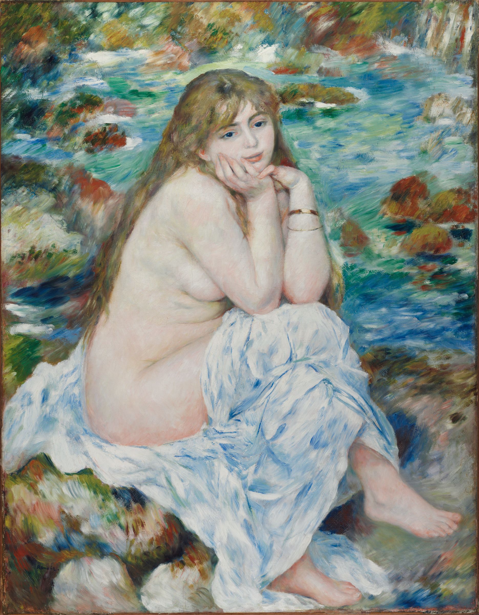 المُغتسلة الجالسة by Pierre-Auguste Renoir - c. 1883-1884 - 93.0 x 119.7 سم  