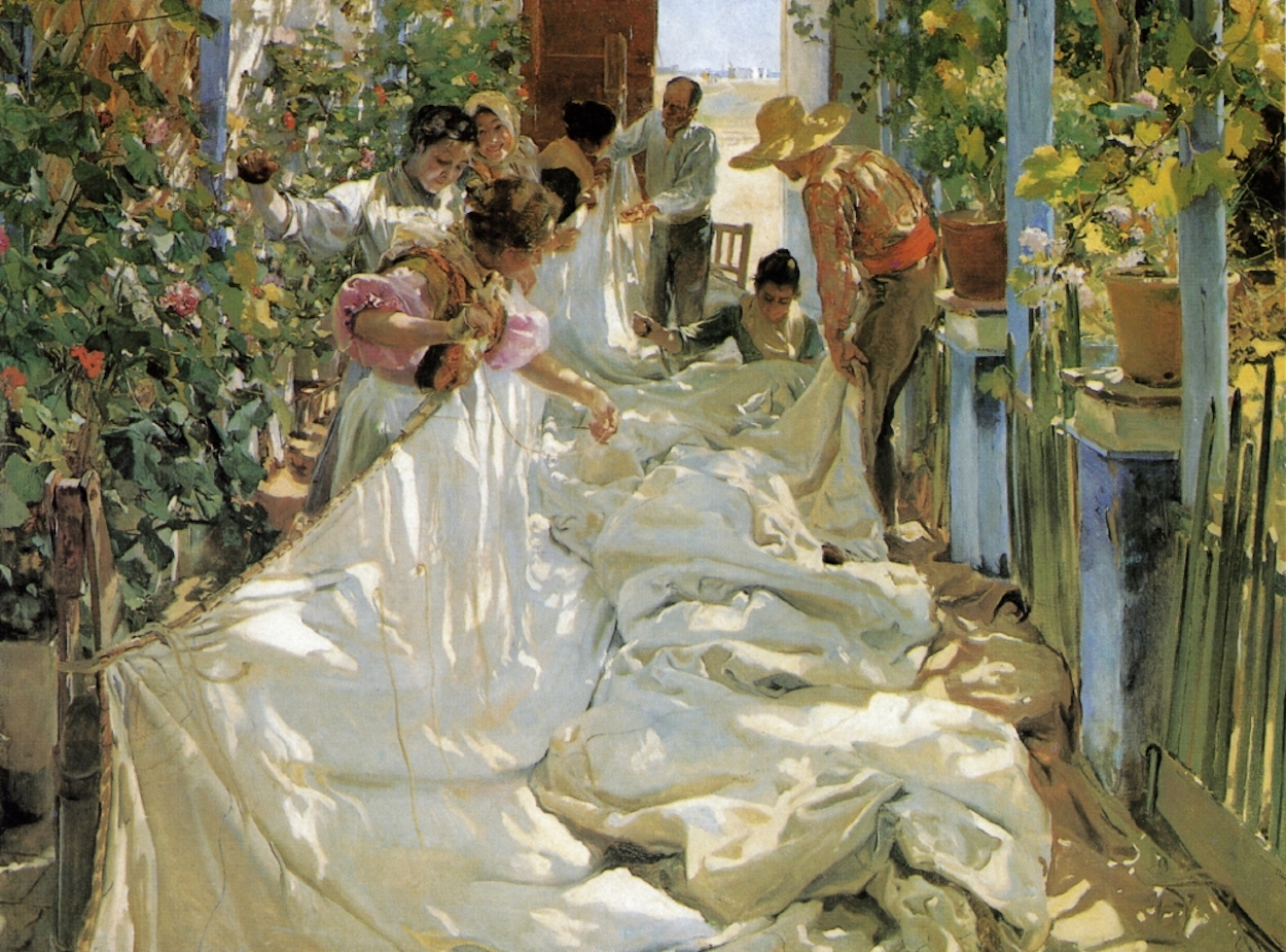 Šití plachty by Joaquín Sorolla - 1896 