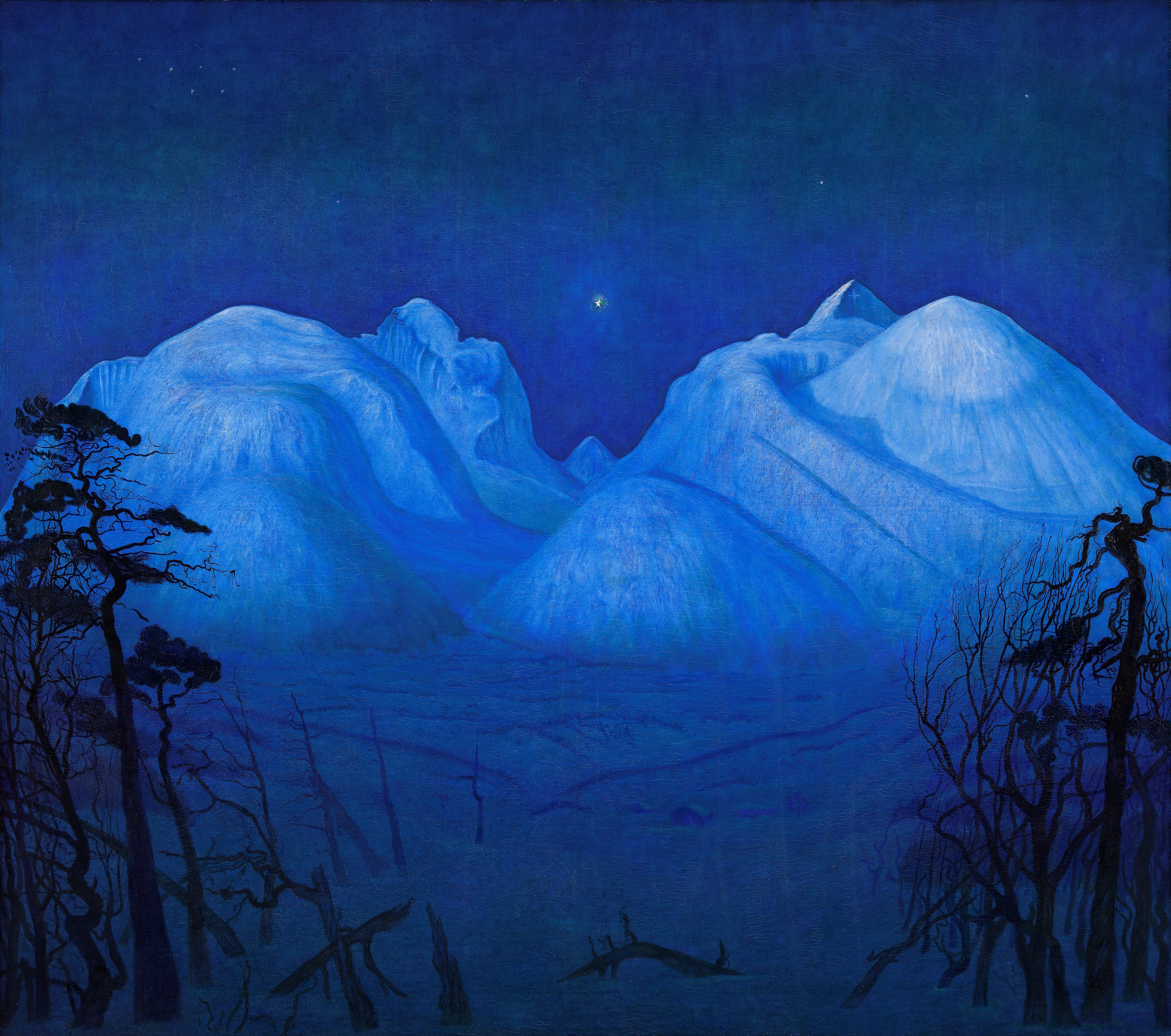 Téli éjszaka a hegyekben by Harald Sohlberg - 1914 - 160 x 180,5 cm 