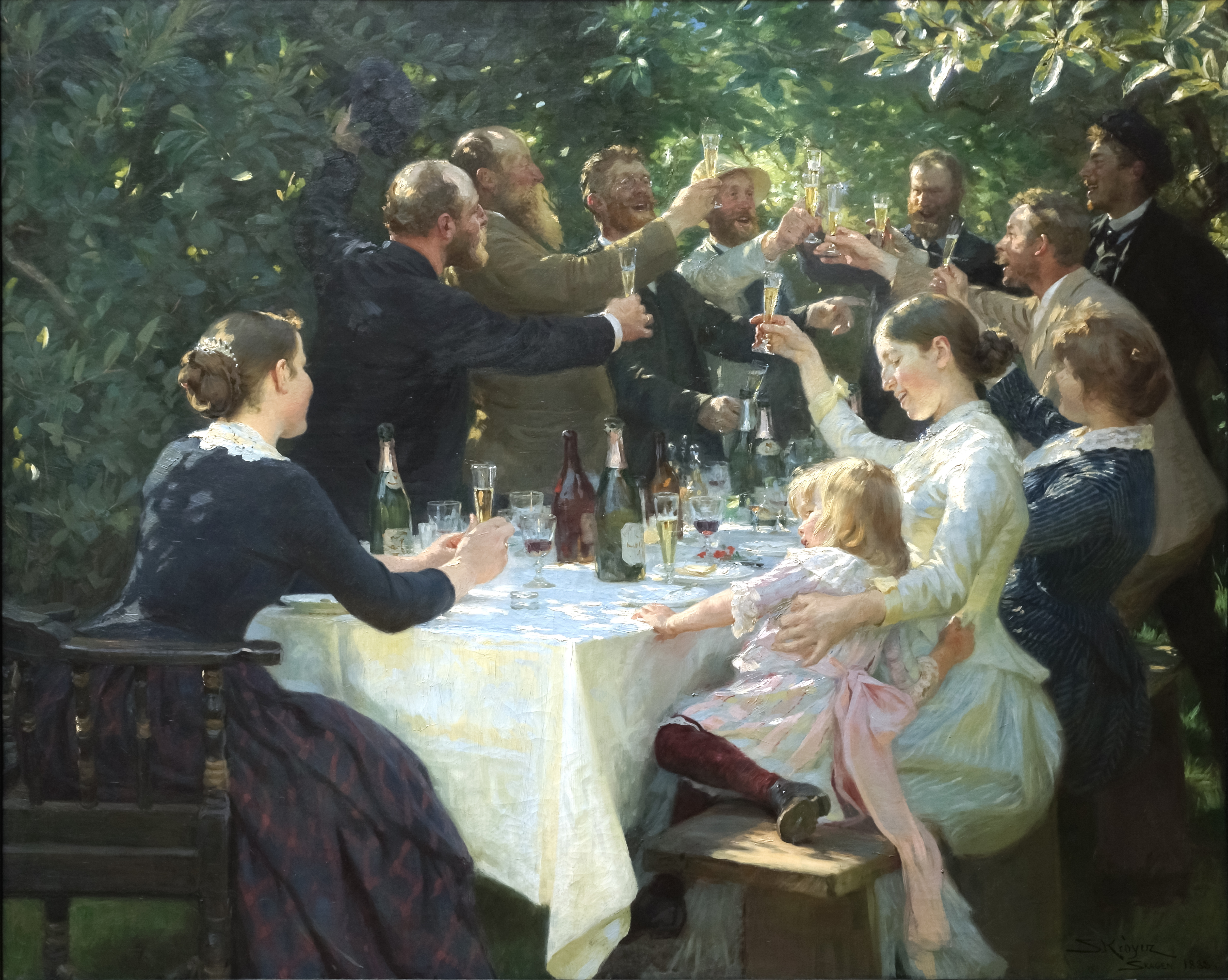هیپ هیپ هورا! مهمانی هنرمندان در اسکاگن by P.S. Krøyer - 1888 - 134.5 × 165.5 cm134.5 × 165.5 cm 