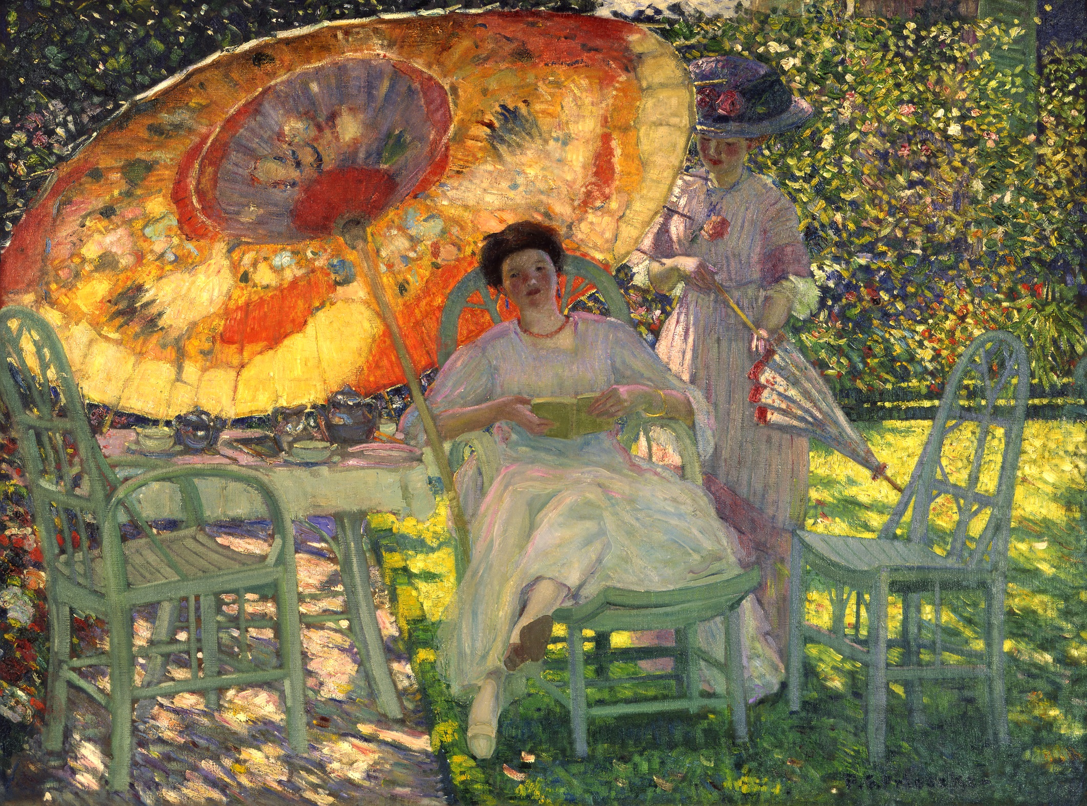 Le parasol de jardin by Frederick Carl Frieseke - c. 1910 