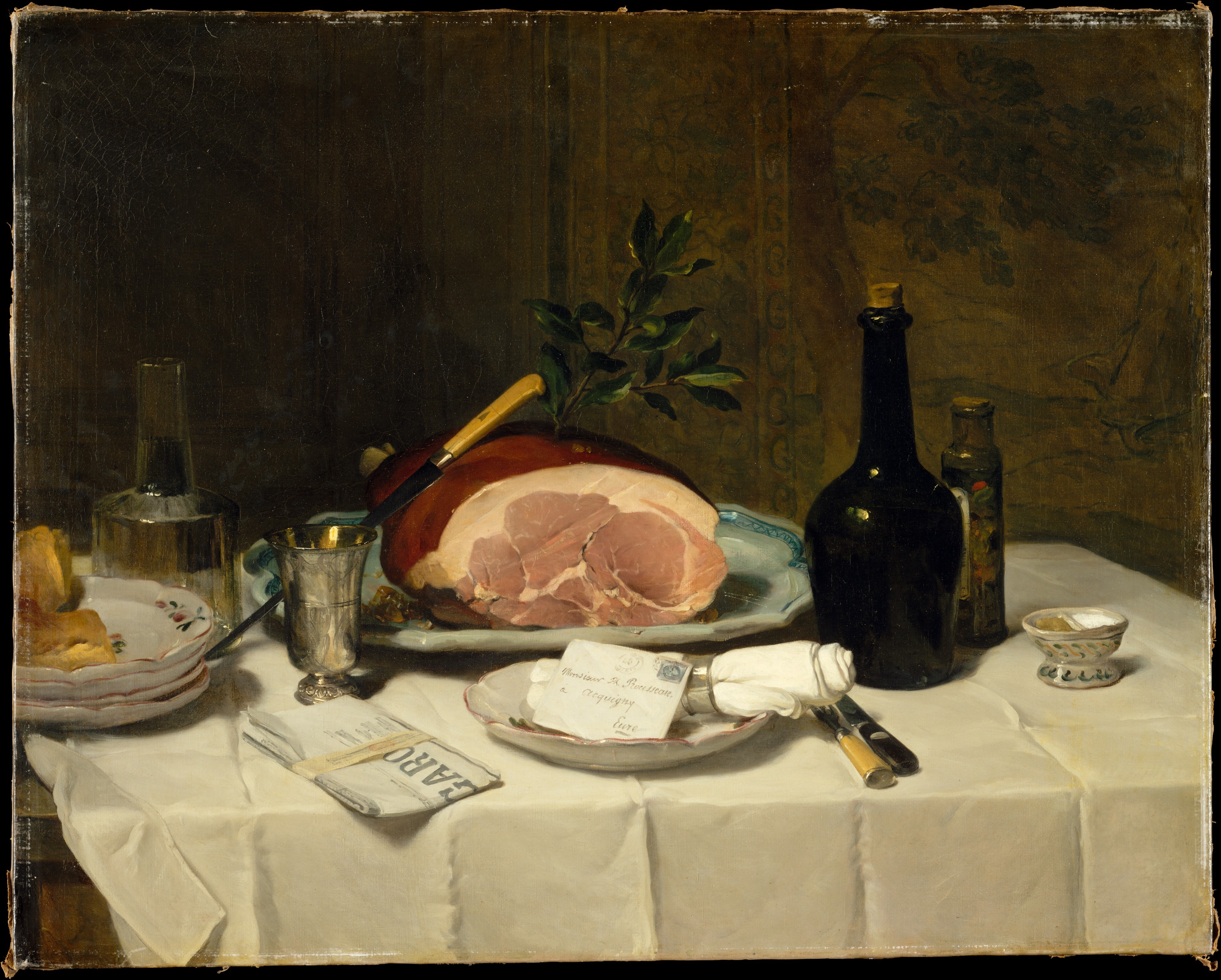 Stilleven met een ham by Philippe Rousseau - 1870 - 73 x 92.1 cm 