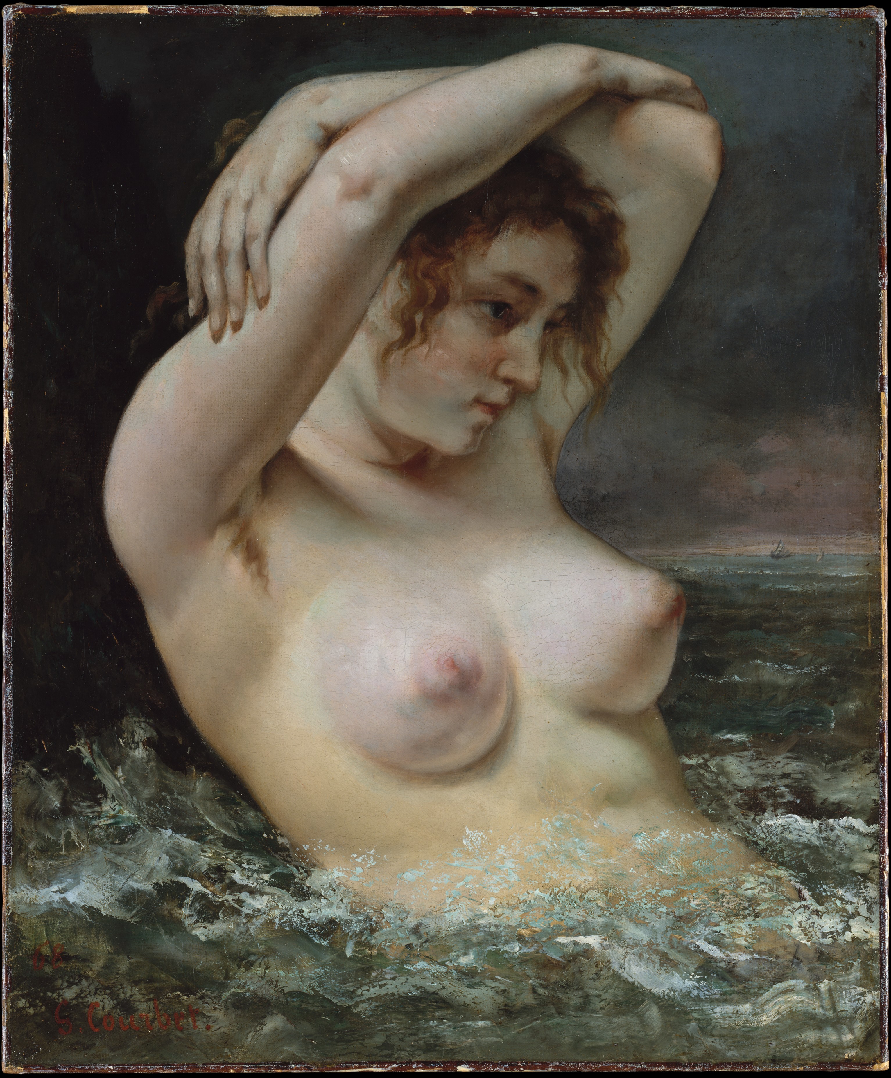 海浪中的女人 by 古斯塔夫 库尔贝 - 1868 - 65.4 x 54 cm 