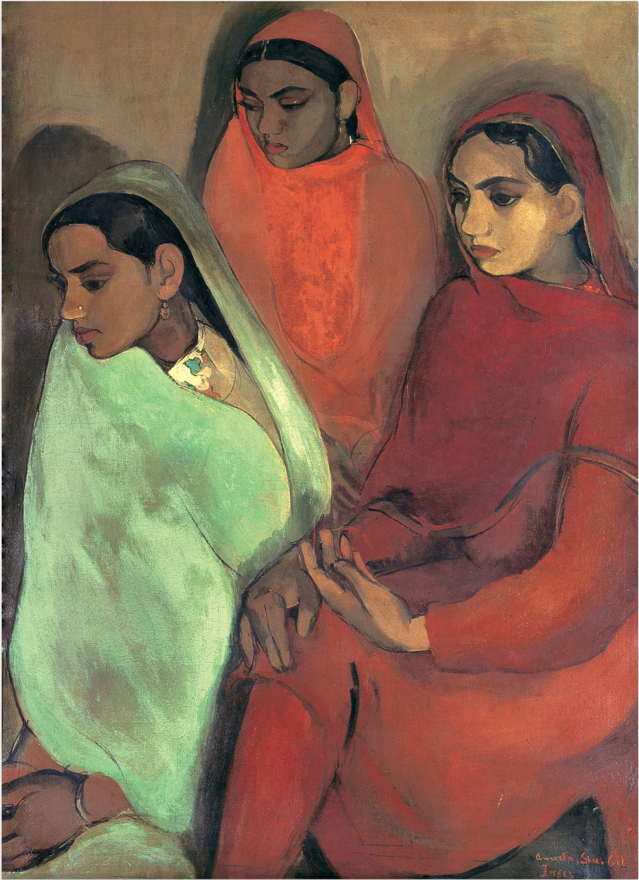 Group of Three Girls by Amrita Sher-Gil - 1935 - 92.8 cm × 66.5 cm National Gallery of Modern Art