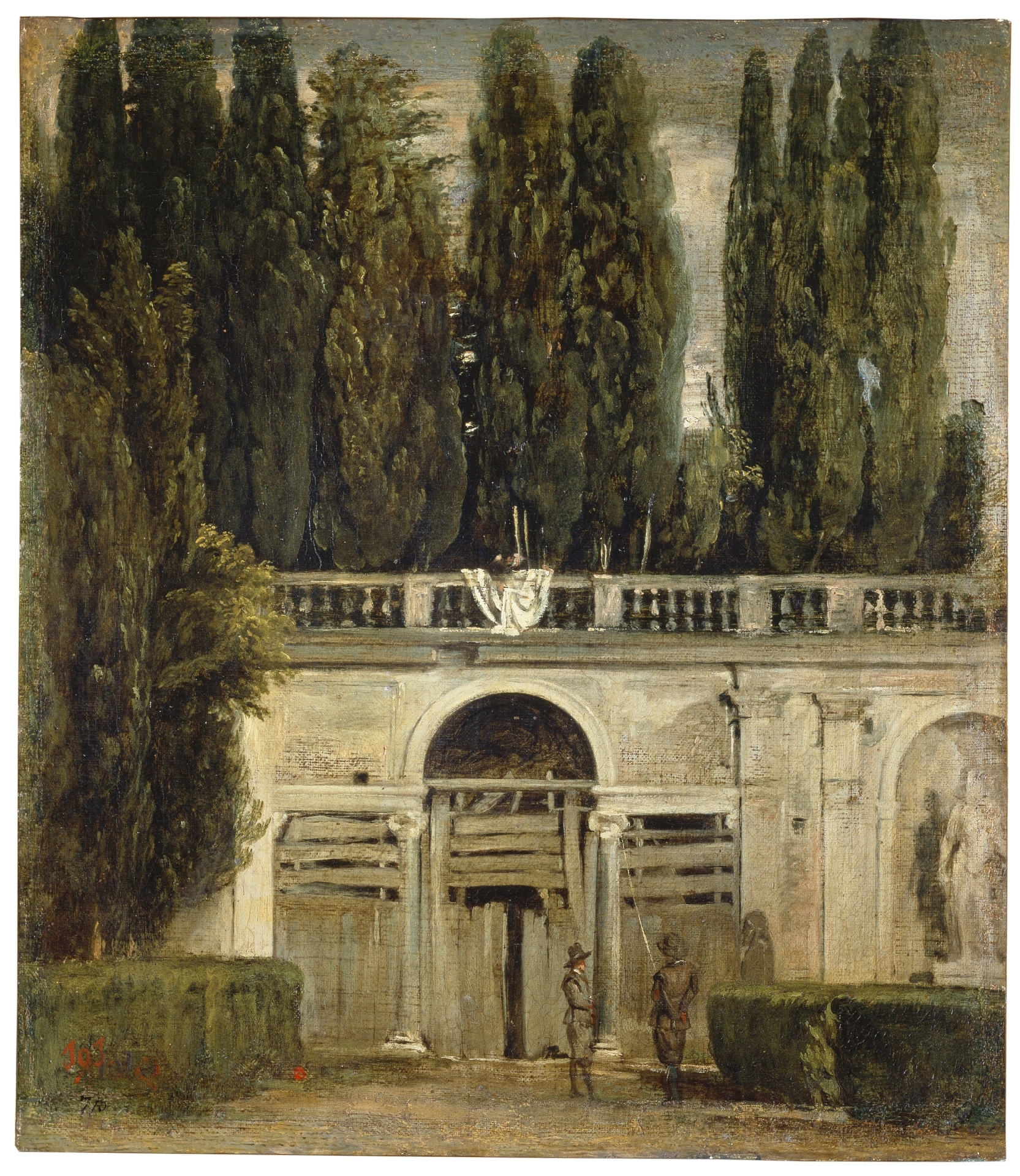 Widok na ogrody Villa Medici, Rzym by Diego Velázquez - około 1630 - 48.5 x 43 cm 