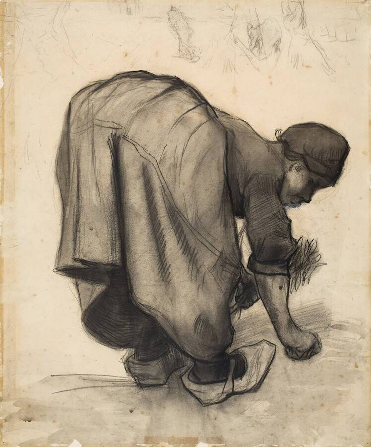 Peasant Woman Gleaning by Vincent van Gogh - July - August 1885 Kröller-Müller Museum