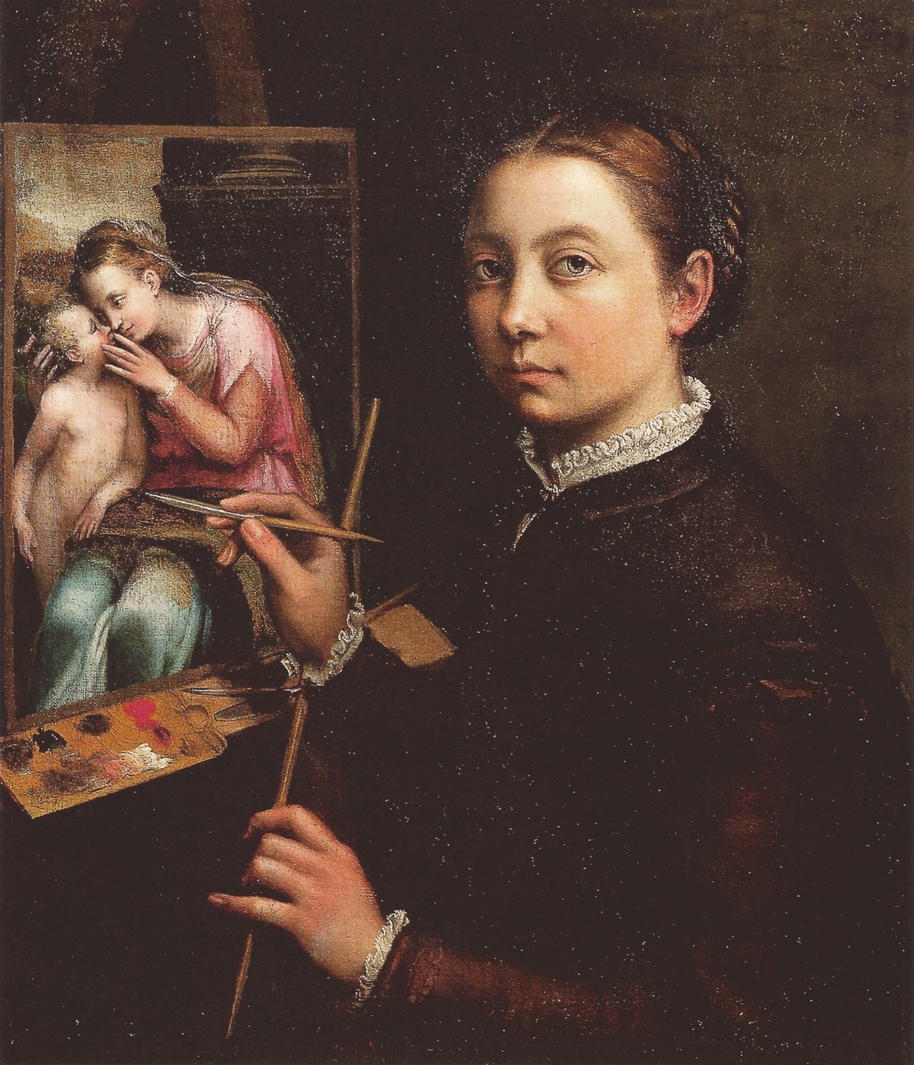 Self-Portrait at the Easel by Sofonisba Anguissola - 1556 - 66 cm x 57 cm Muzeum-Zamek, Lancut