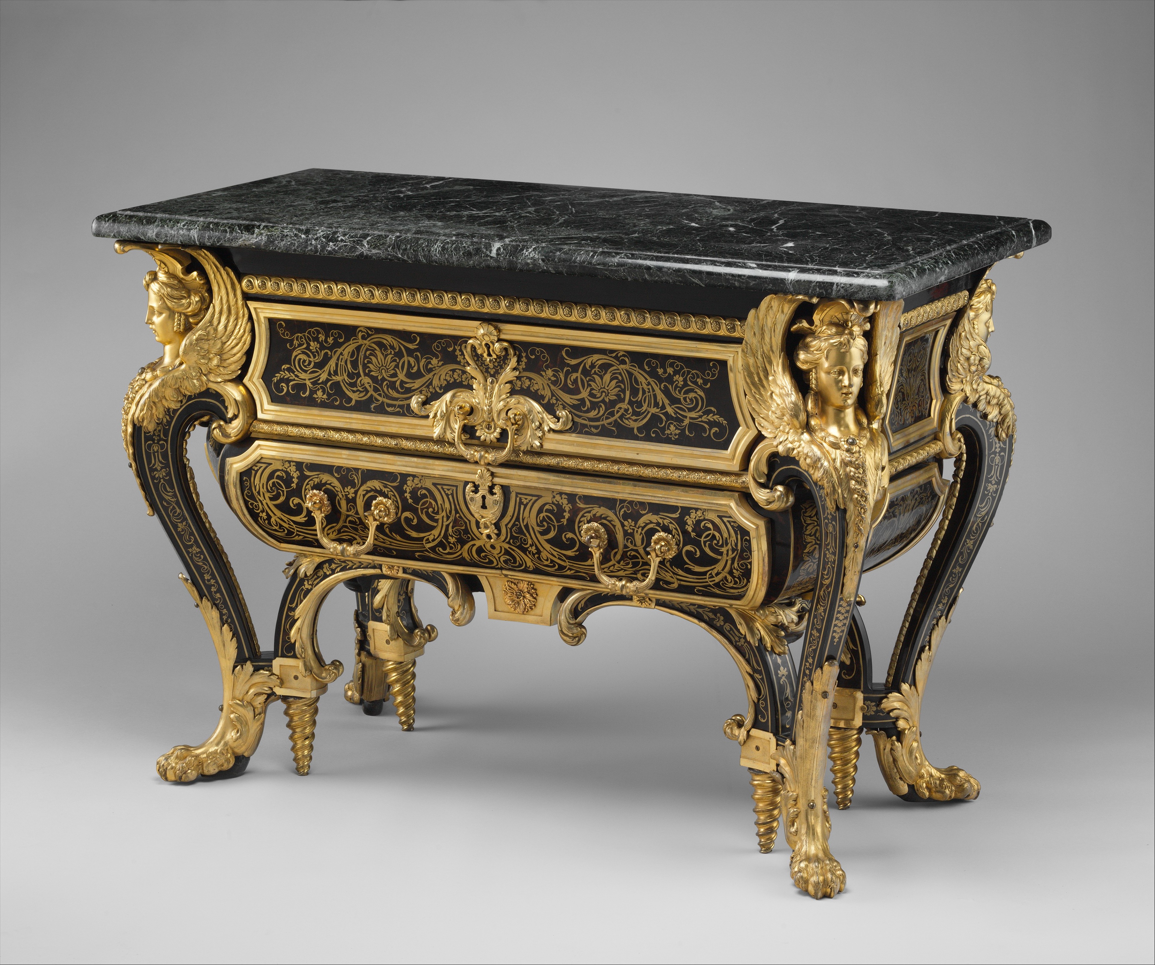深兰色的小桌柜 by 安德烈·查尔斯 布勒 - 1708 - 87.6 × 128.3 × 62.9 厘米 