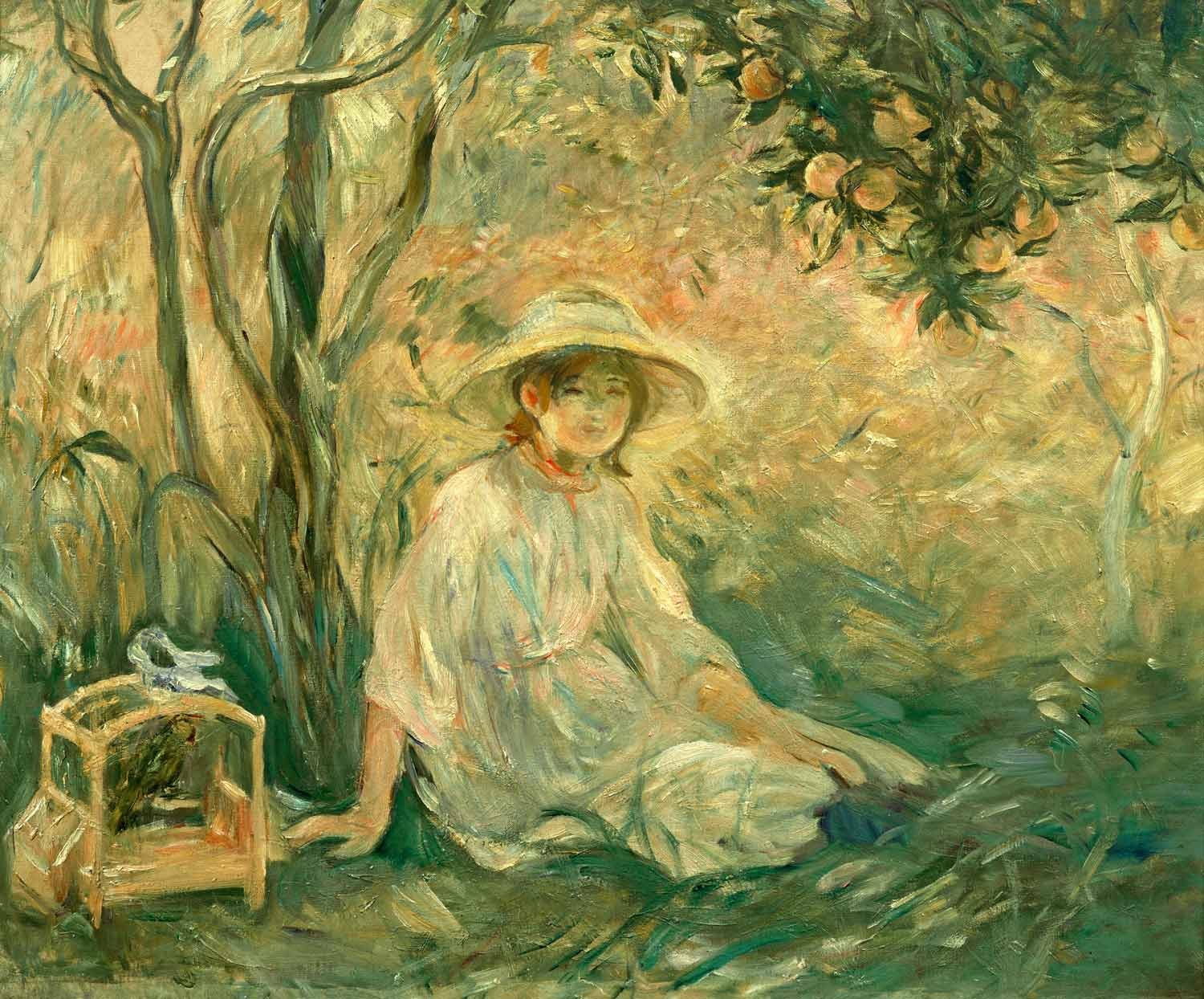 在橘子樹下 by Berthe Morisot - 1889 - 73.03 x 84.77 cm 