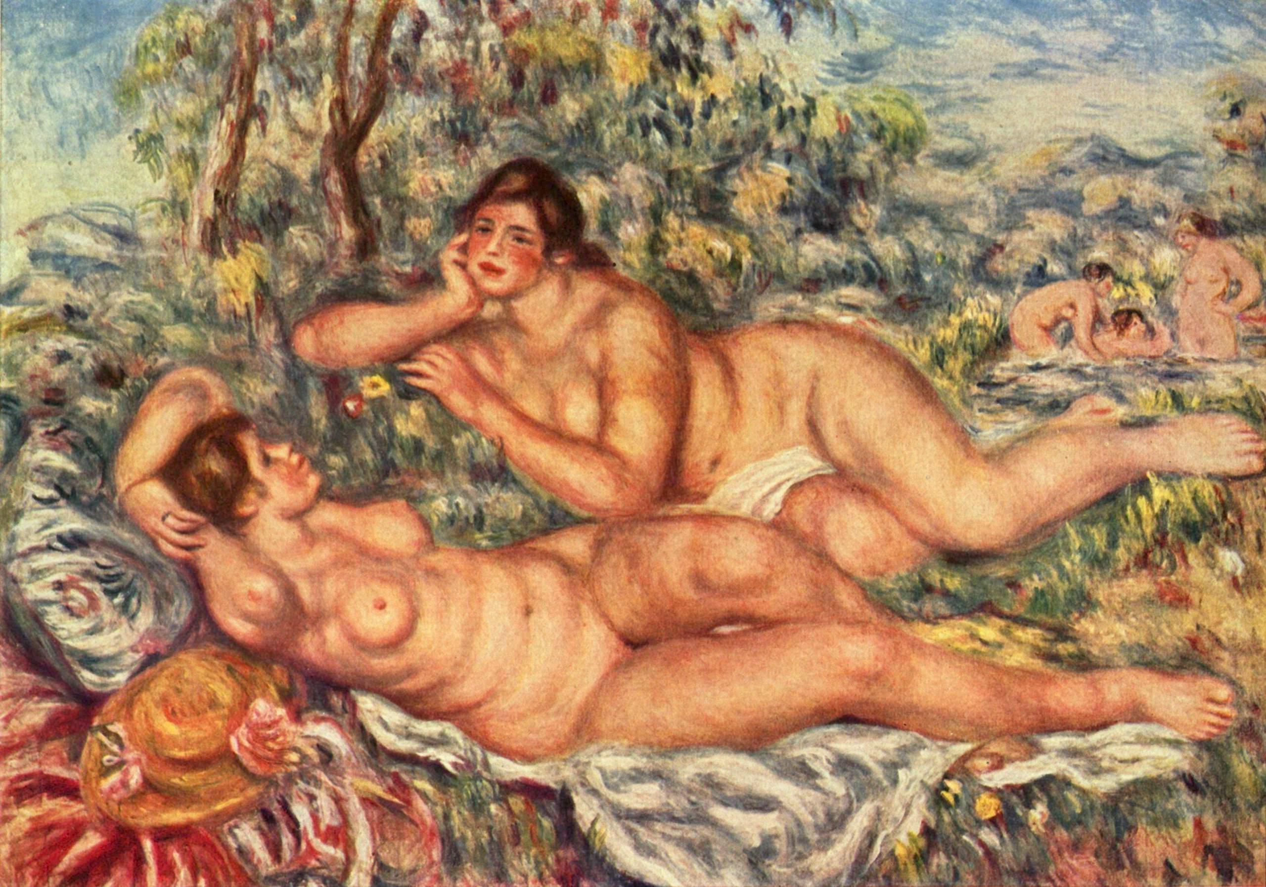 洗澡的女人们 by 皮埃尔-奥古斯特· 雷诺阿 - 1918-1919 