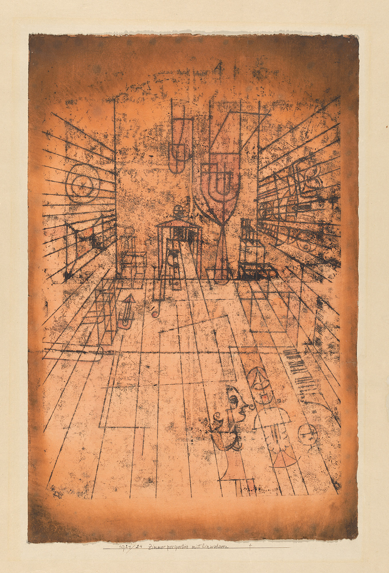 Room Perspective with Inhabitants by Paul Klee - 1921 - 48,5 x 31,7 cm Zentrum Paul Klee