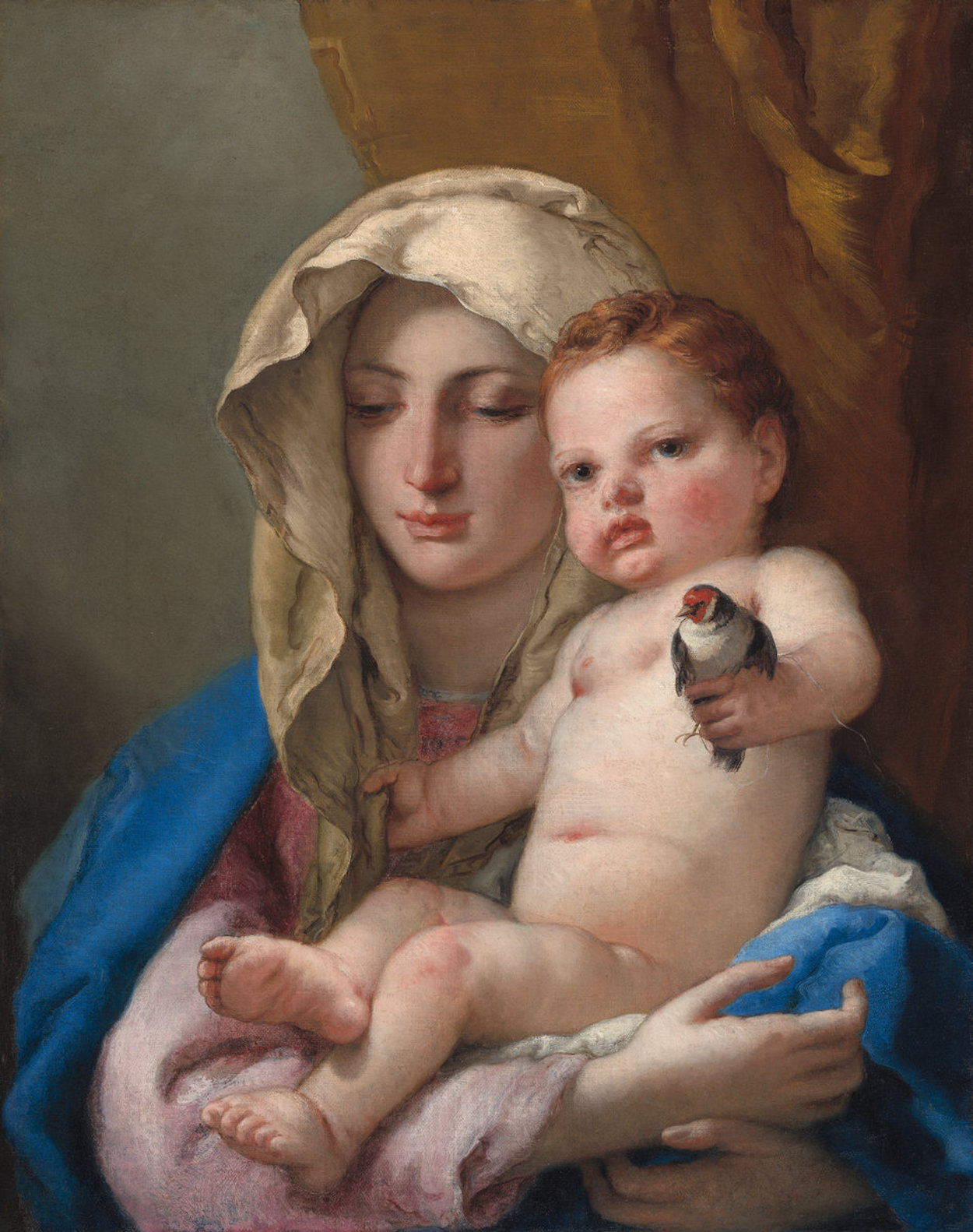 Madonna ze szczygłem by Giovanni Battista Tiepolo - 1767/1770 -  63.1 x 50.3 cm. 