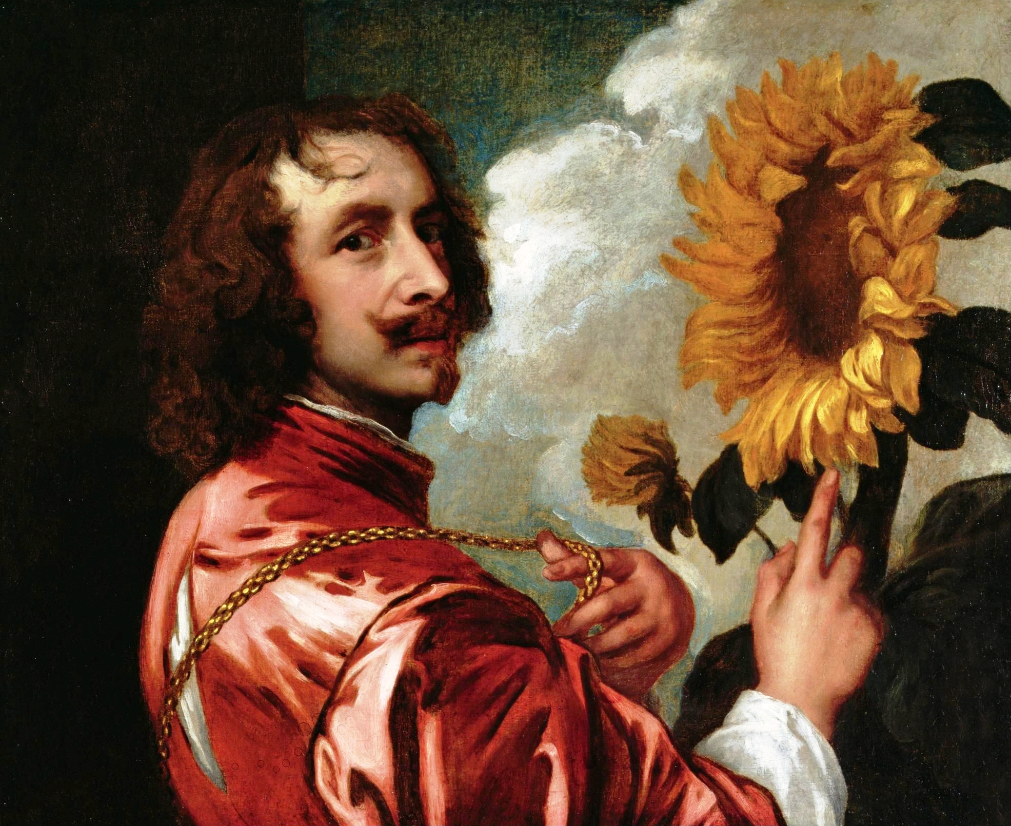 Self-portrait with a Sunflower by Anthony van Dyck - 1633 - 58.4 × 73 cm private collection