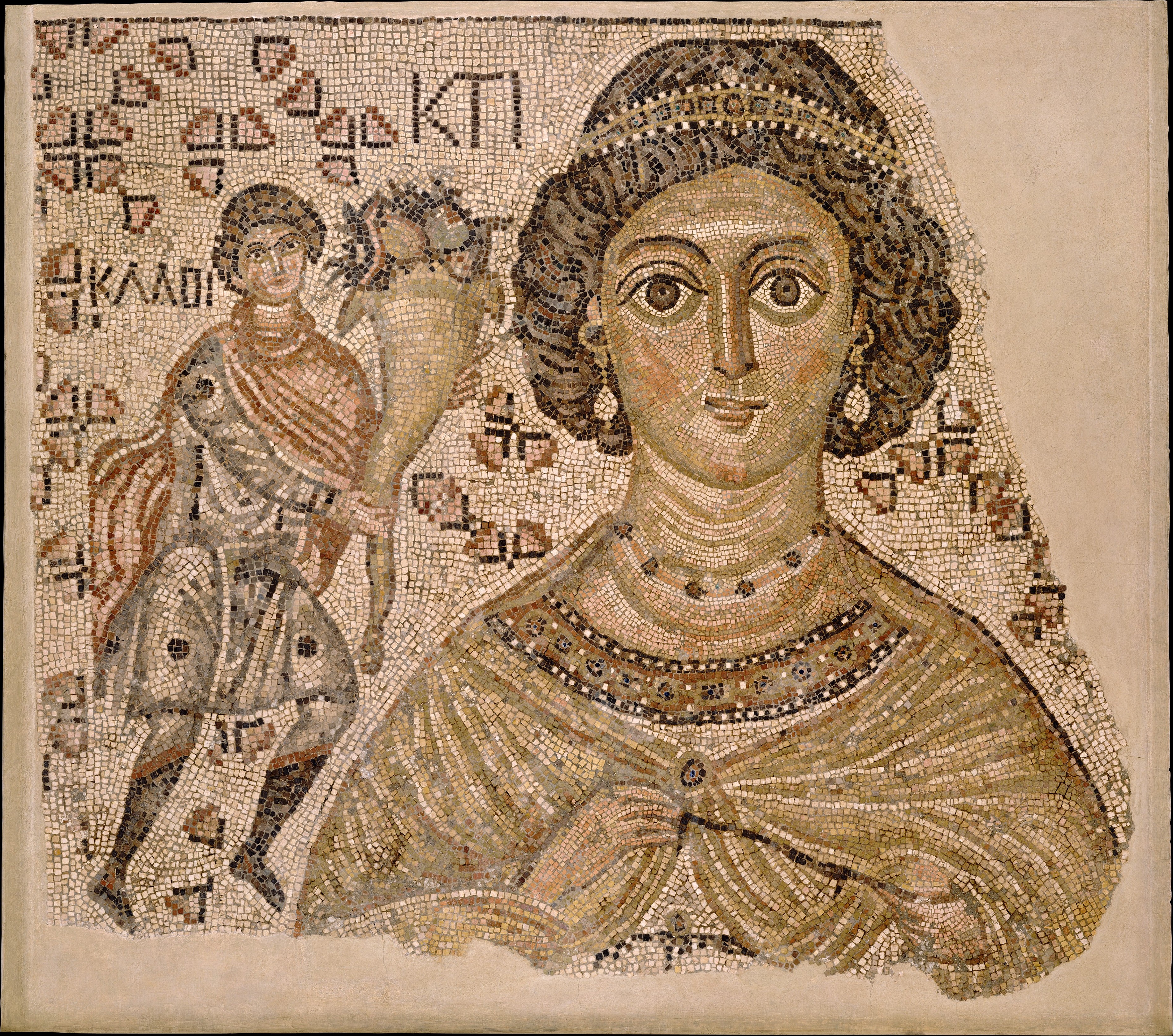 Fragment of a Floor Mosaic by Unknown Artist - 500–550, with modern restoration - 151.1 x 199.7 x 2.5 cm 