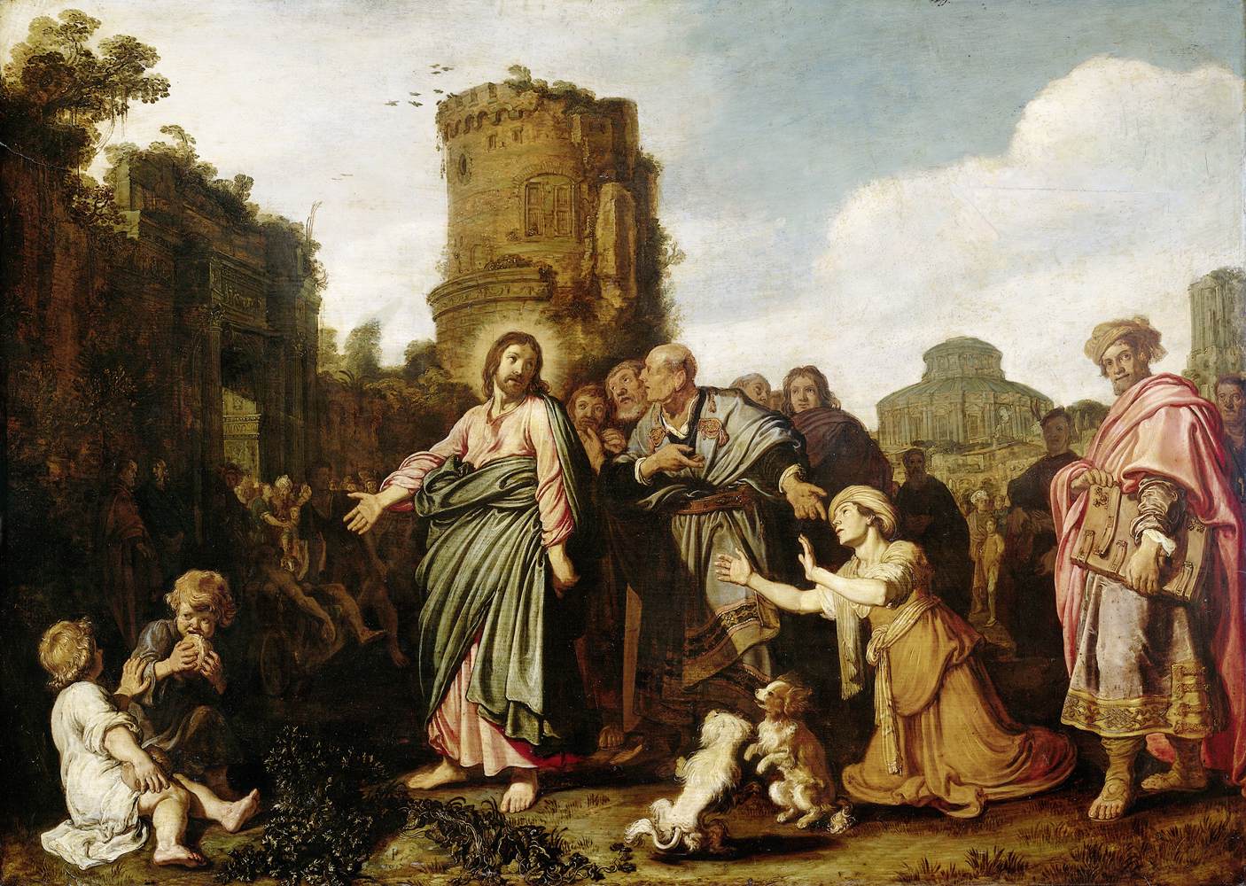 مسیح و زن کنعانی by Pieter Lastman - 1617 - 76,8 x 106,6 cm 