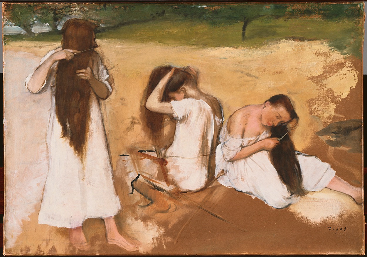 Women Combing Their Hair by Edgar Degas - circa 1875-1876 - 18.13 x 12.75 in The Phillips Collection