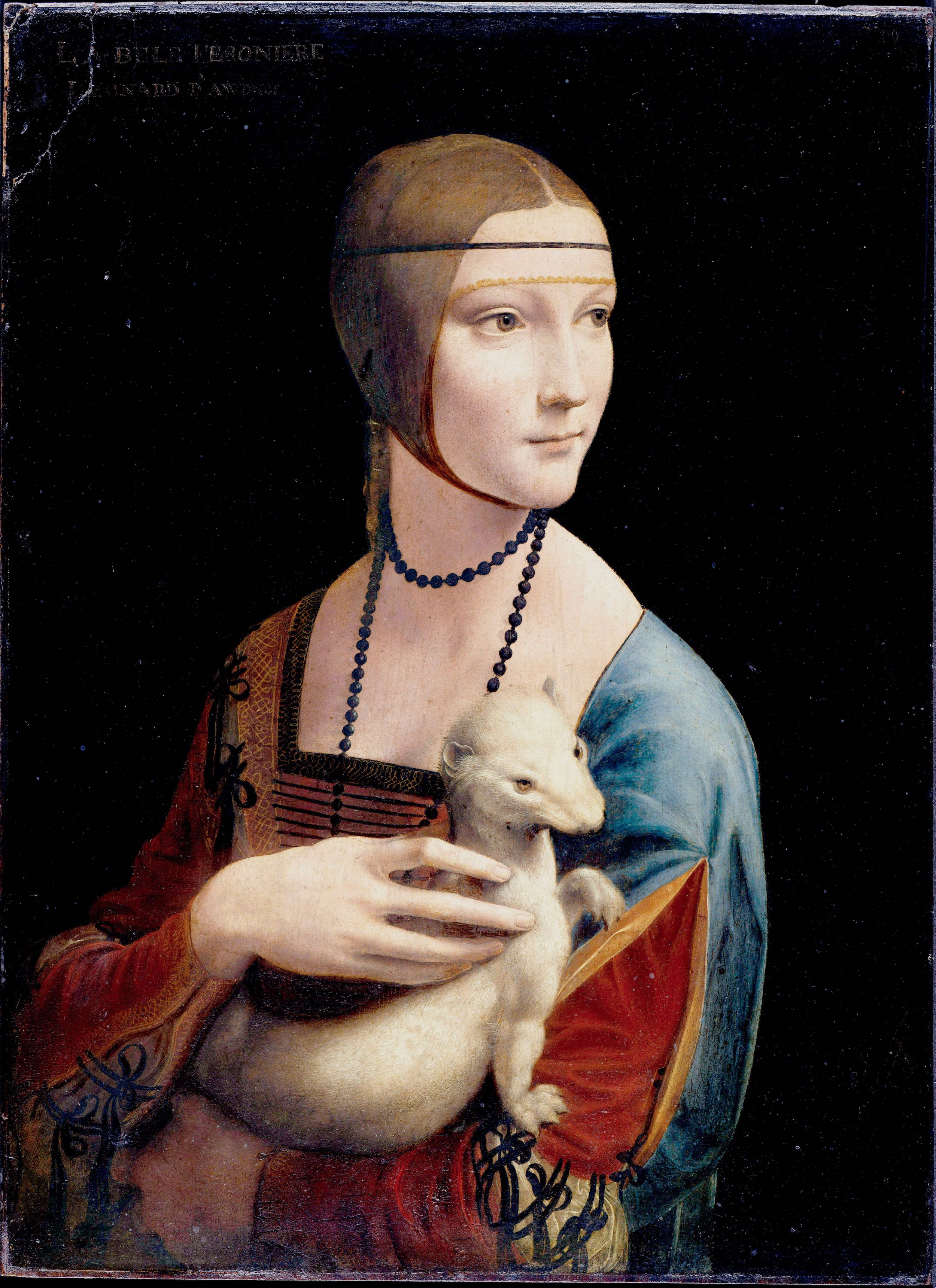 Lady with an Ermine by Leonardo da Vinci - 1489–1490 - 54 cm x 39 cm Czartoryski Museum, Krakow
