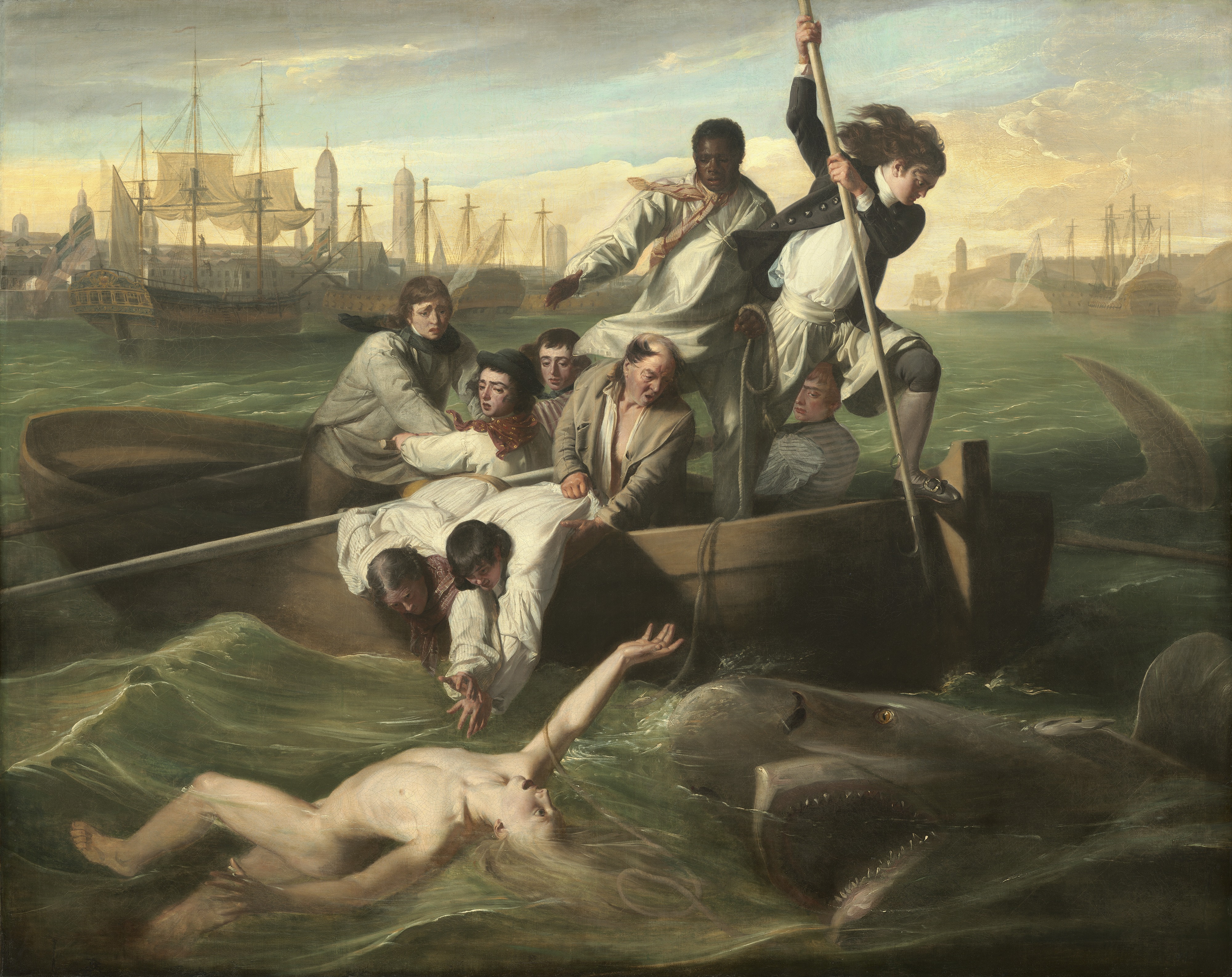 华生与鲨鱼 by 约翰·辛格尔顿 科普利 - 1778 