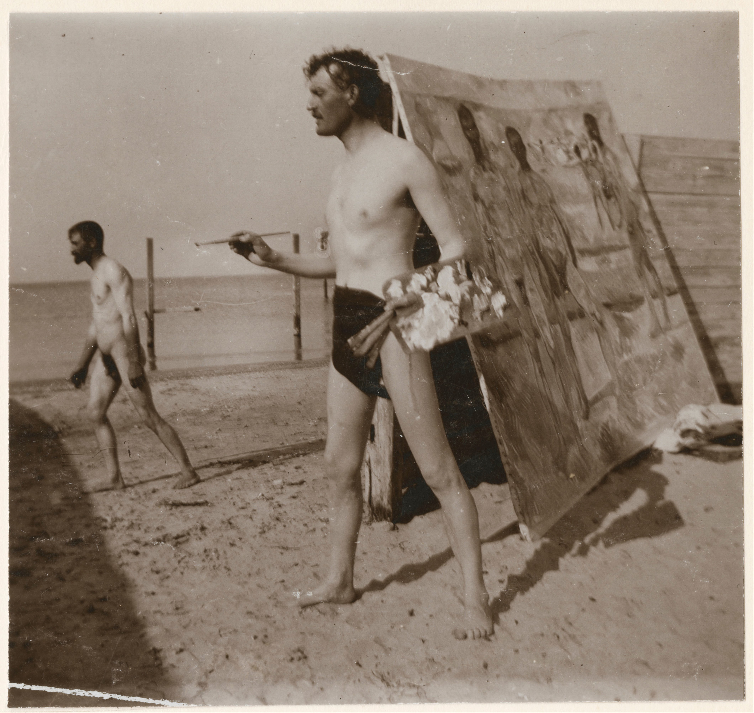在瓦尔内明德沙滩上的爱德华 蒙克 by 爱德华 蒙克 - 1907 蒙克博物馆