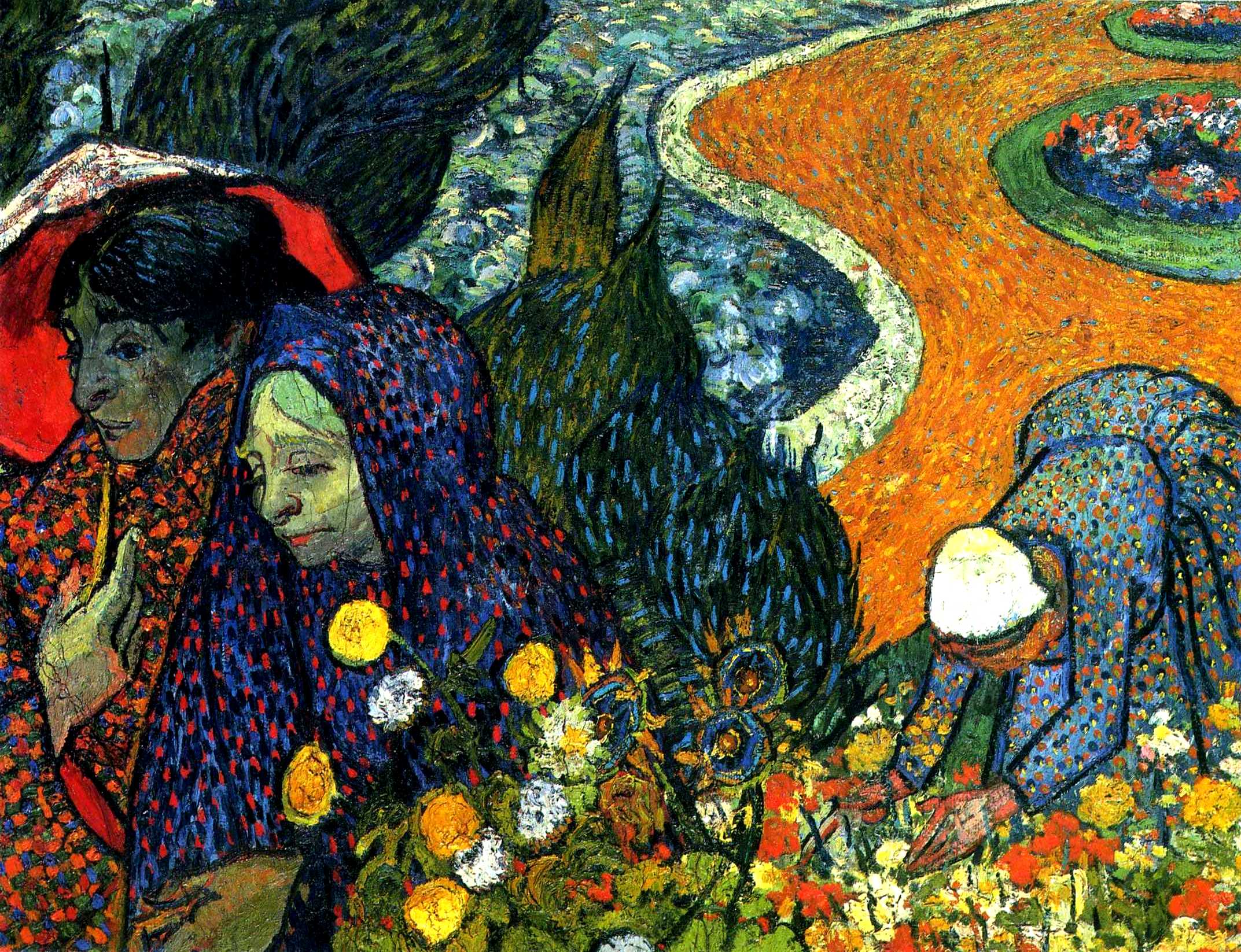 Ladies of Arles (Memory of the Garden at Etten) by Vincent van Gogh - 1888 - 92.5 x 73.5 cm Hermitage Museum