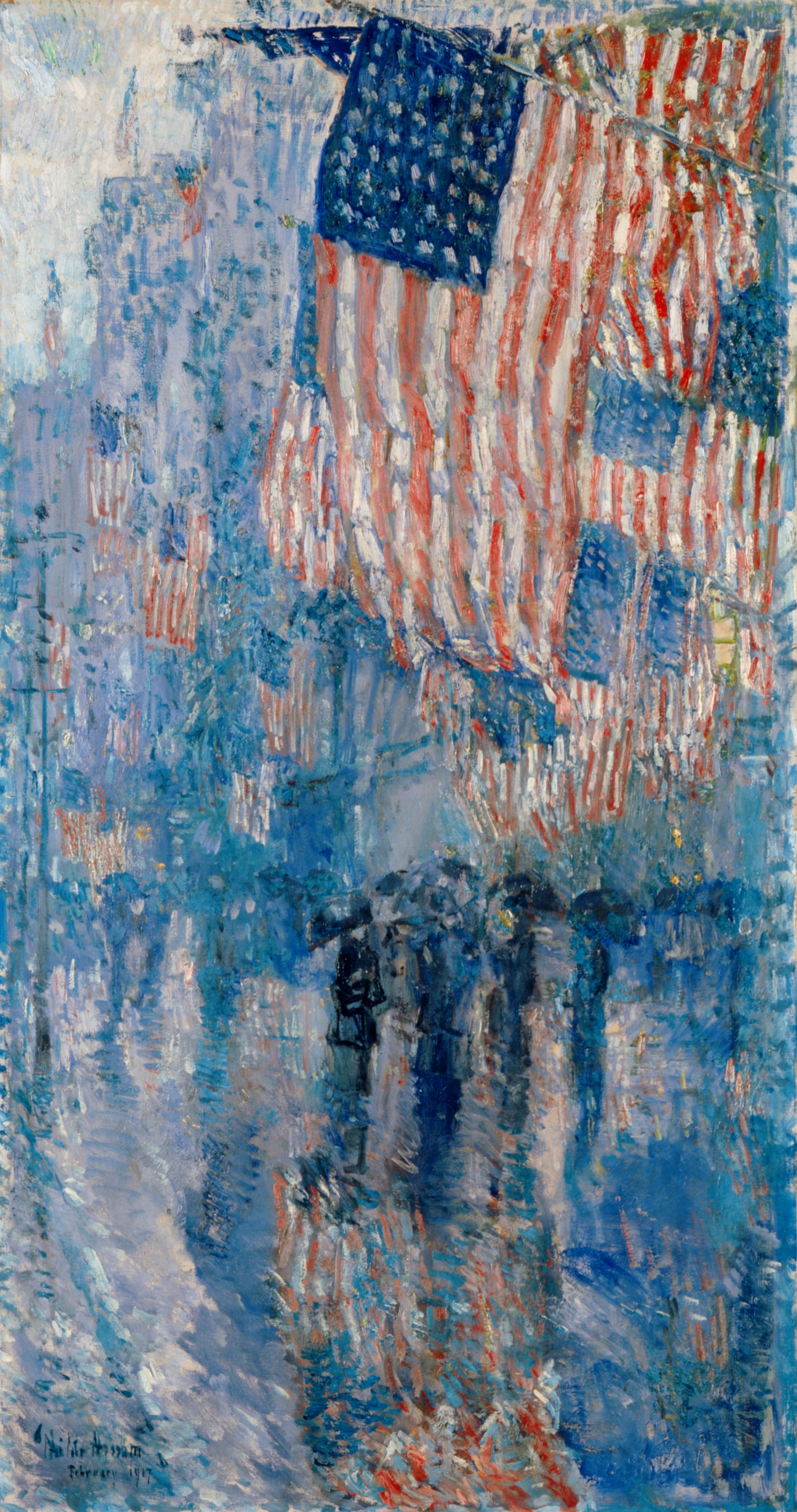 Avenue in the Rain by Frederick Childe Hassam - 1917 The White House