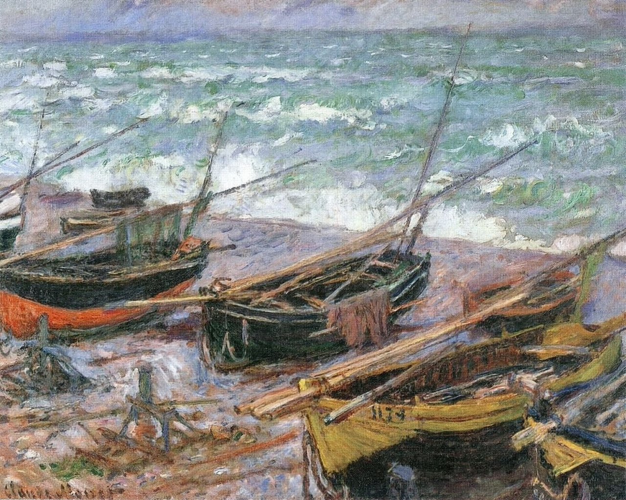 Üç Balıkçı Teknesi by Claude Monet - 1886 