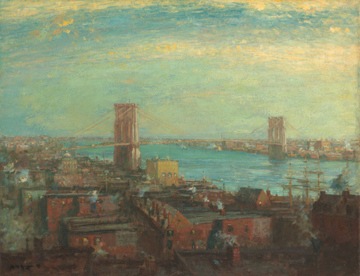 布鲁克林大桥 by 亨利 兰格 - 1899 芝加哥藝術博物館