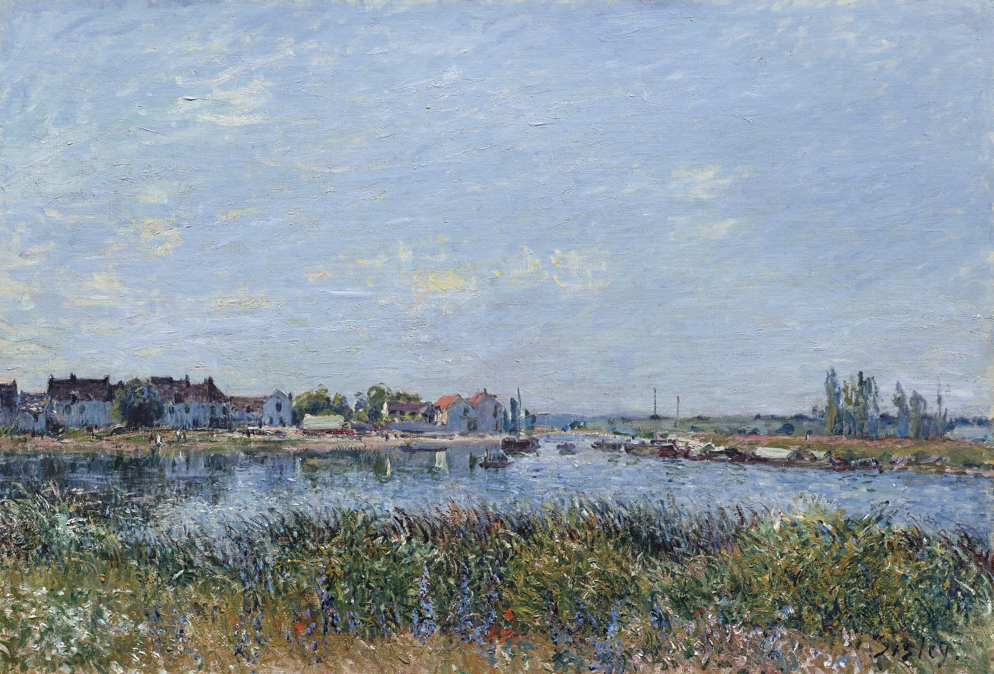 Saint-Mammès am Morgen by Alfred Sisley - 1881 - 19,8 × 29 in Private Sammlung