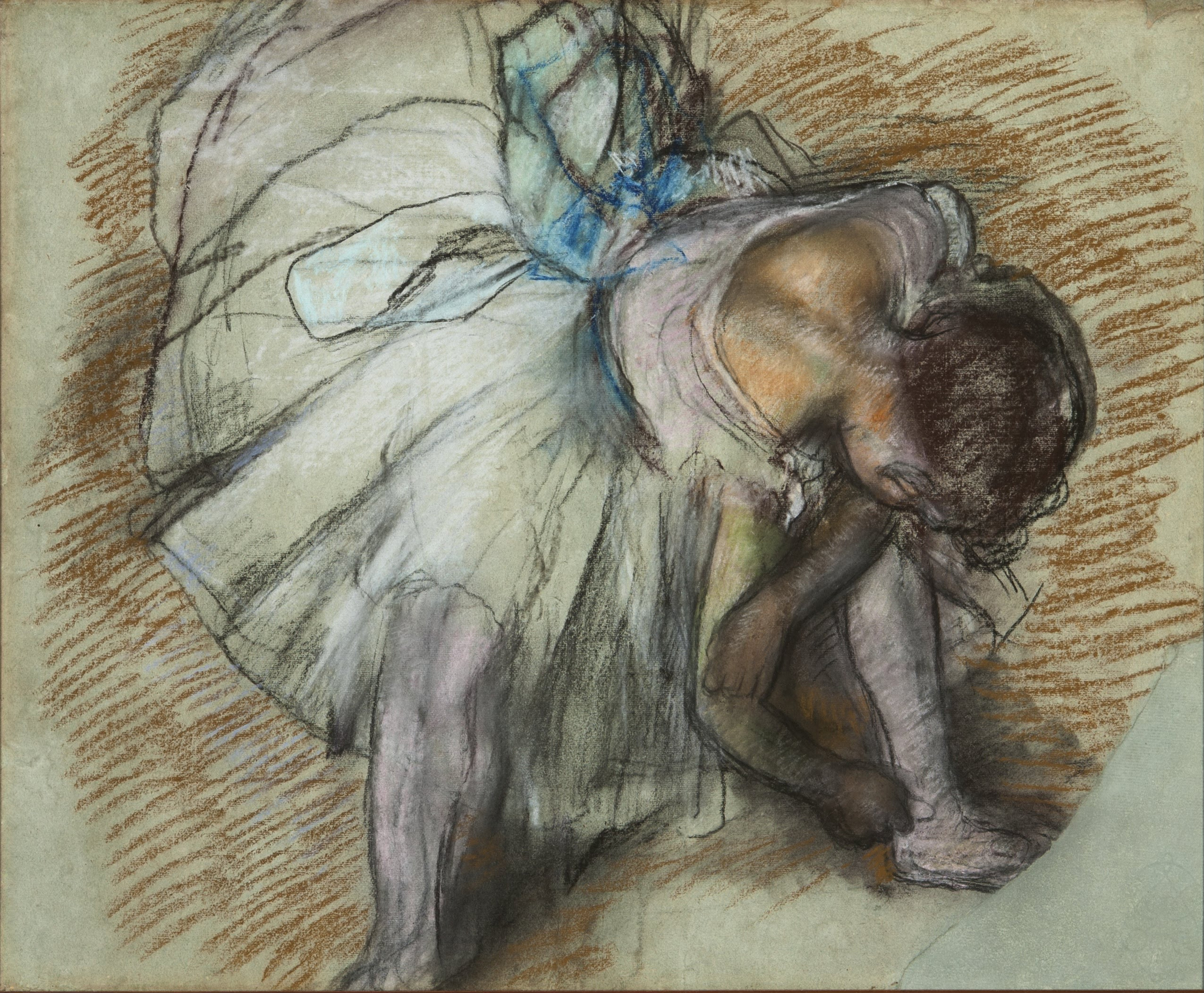Dancer Adjusting Her Shoe by Edgar Degas - 1885 - 18 3/4 x 23 1/2 inches Dixon Gallery and Gardens