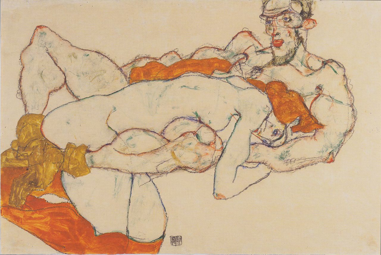 Milenci by Egon Schiele - 1913 