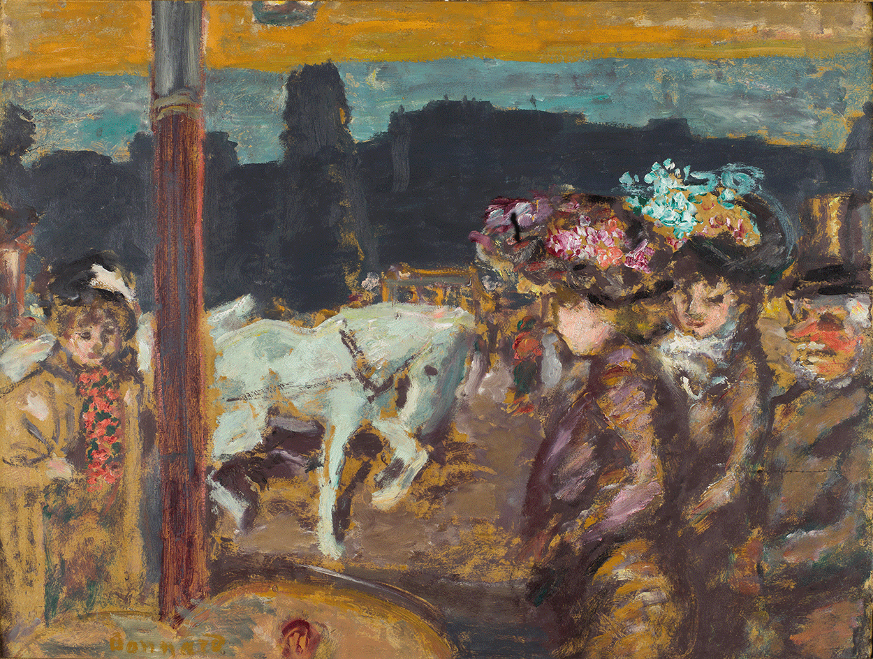 Chevaux et filles au bois 又名 La Place Clichy by 皮埃尔 博纳尔 - c. 1894-95 - 47 x 56 cm 