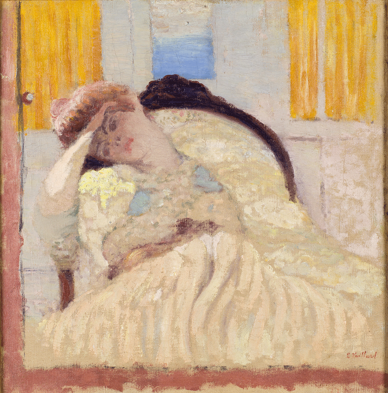 米西亞（Misia）坐在扶手椅上，也被稱為無動於衷 by Édouard Vuillard - 1901 - 44,2 × 43,3 cm 