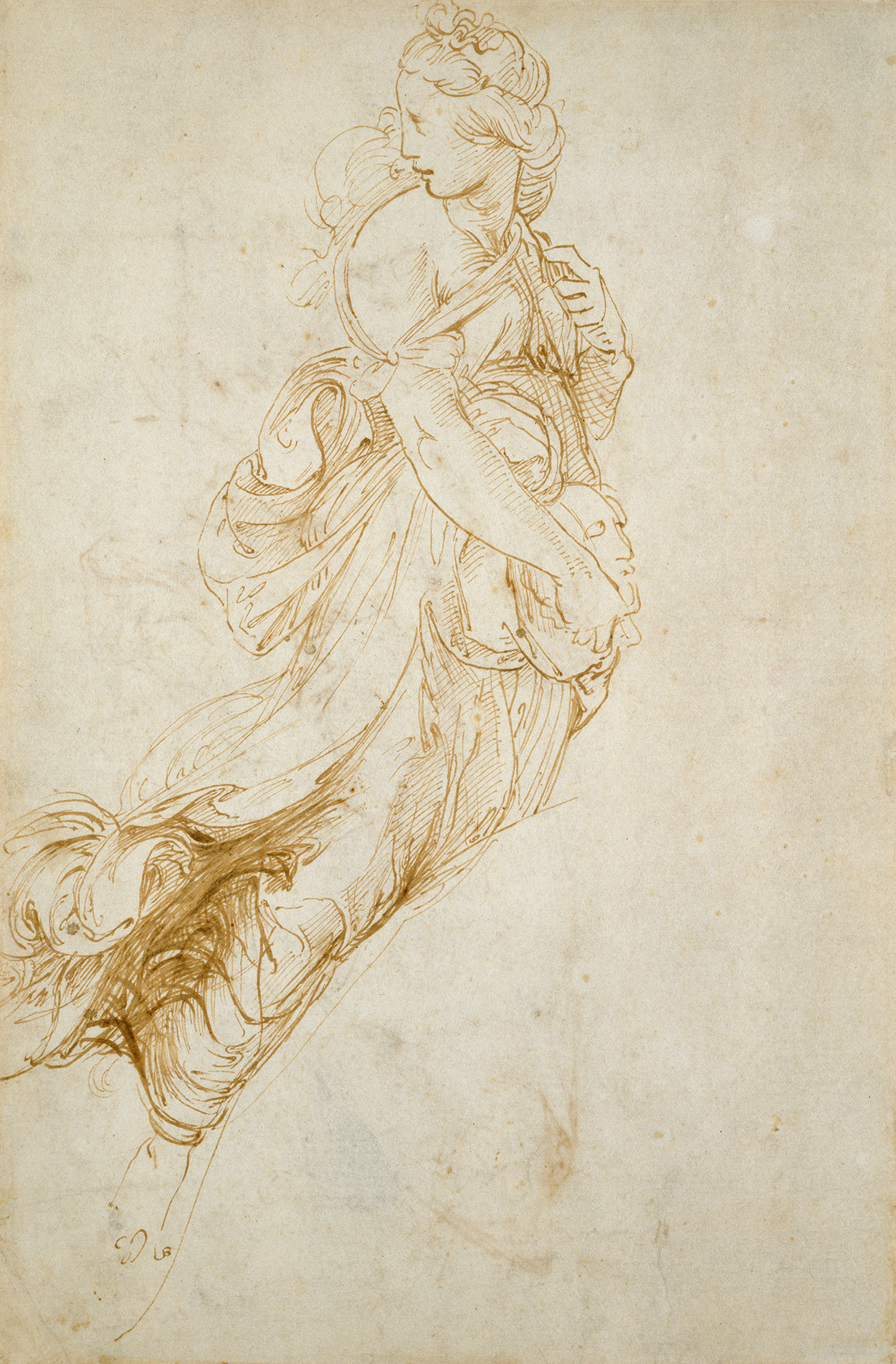 A múzsa, Meplomene tanulmánya by Raphael Santi - kb.1510-11 