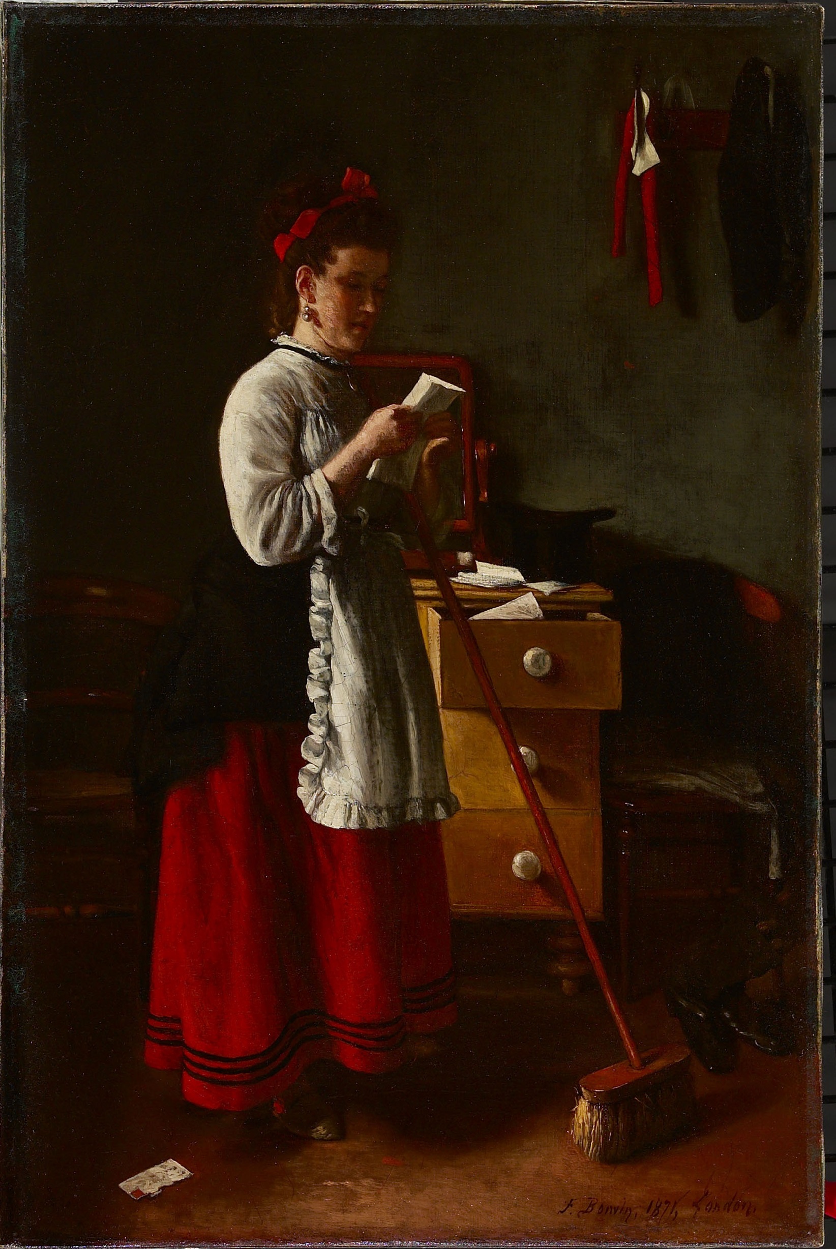 De  Indiscrete Dienaar by François Bonvin - 1871 - 52,8 x 35 cm 