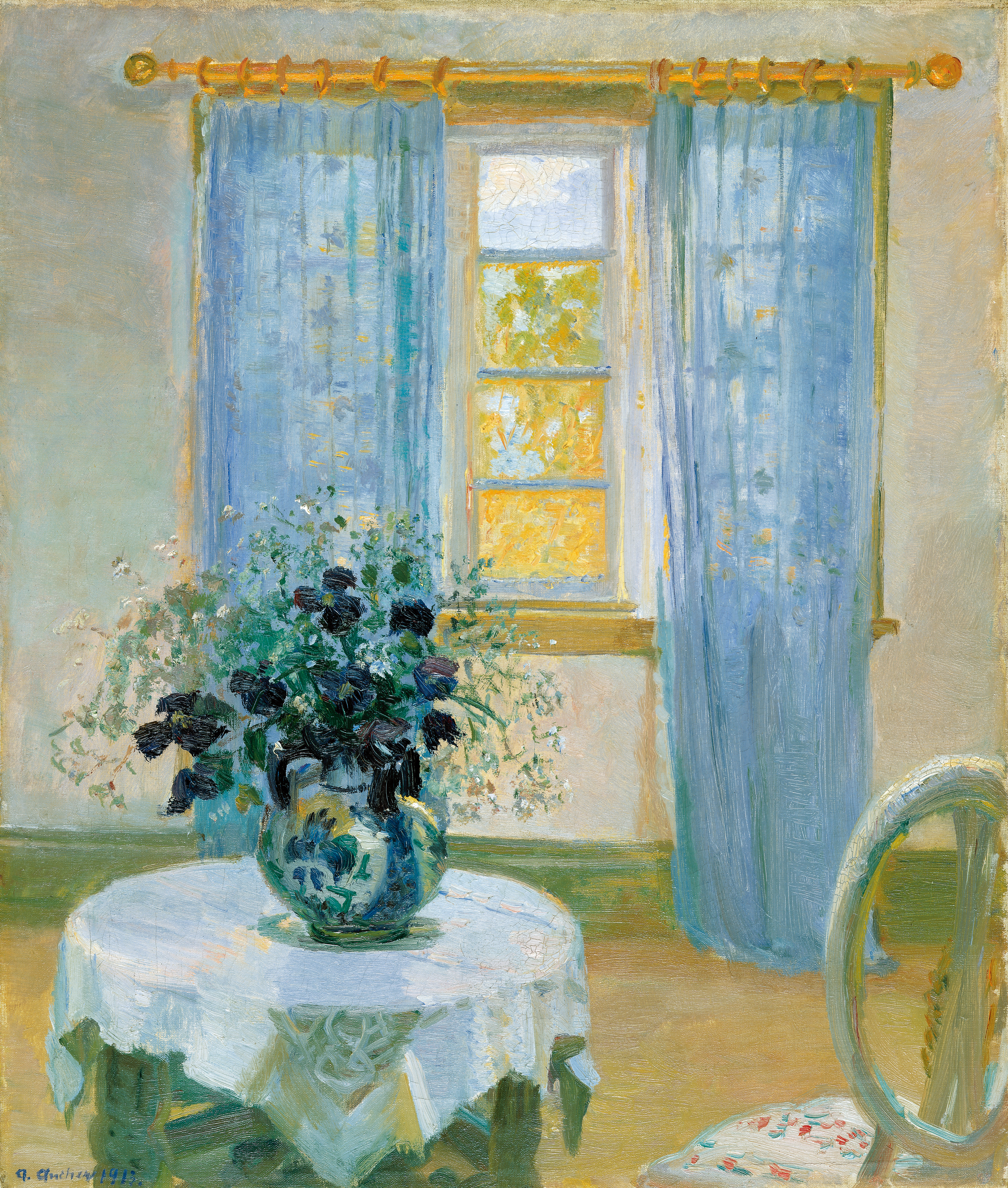 Interior with Clematis by Anna Ancher - 1913 - 64.2 x 55 cm Skagens Kunstmuseer