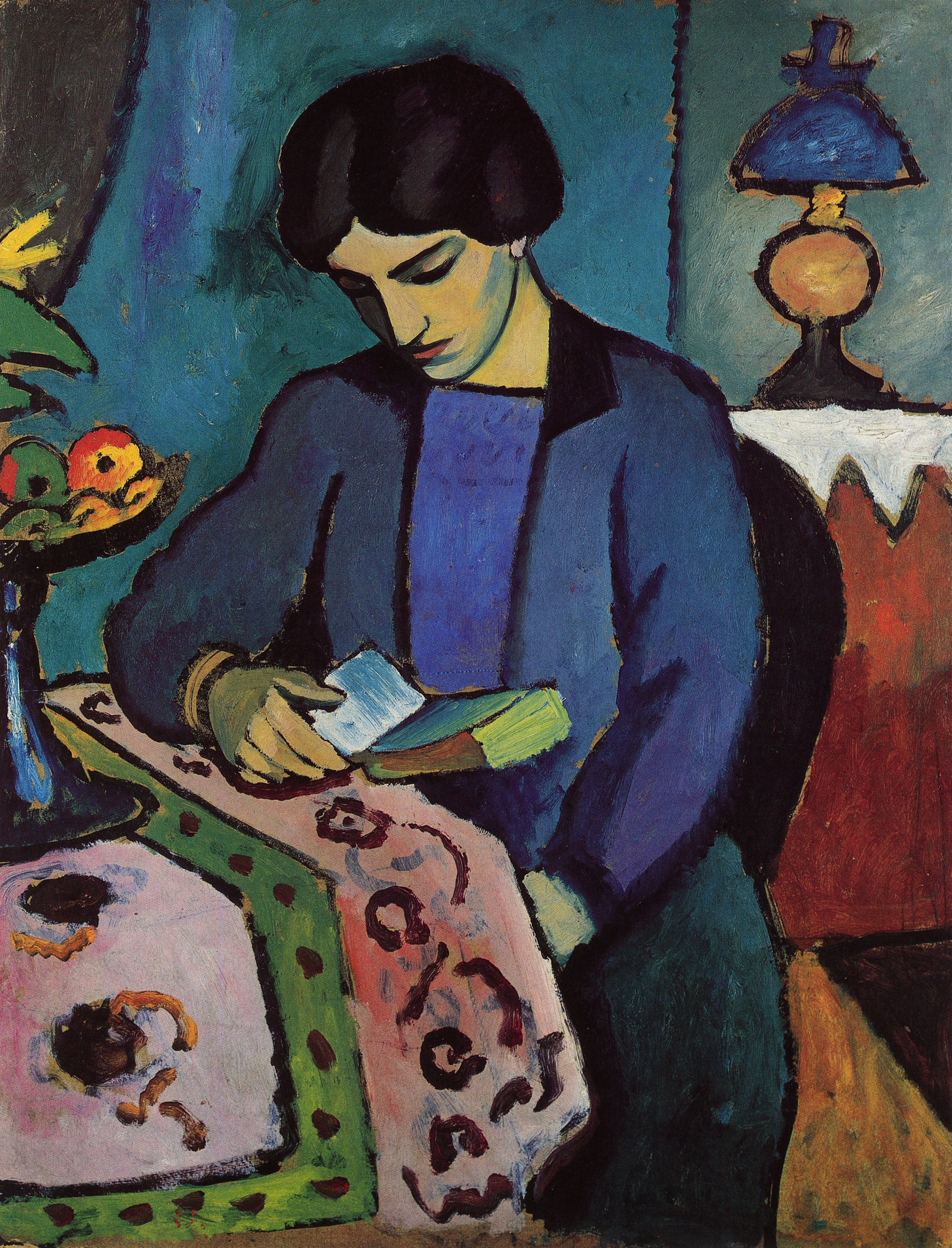 Blue Girl Reading by August Macke - 1914 private collection