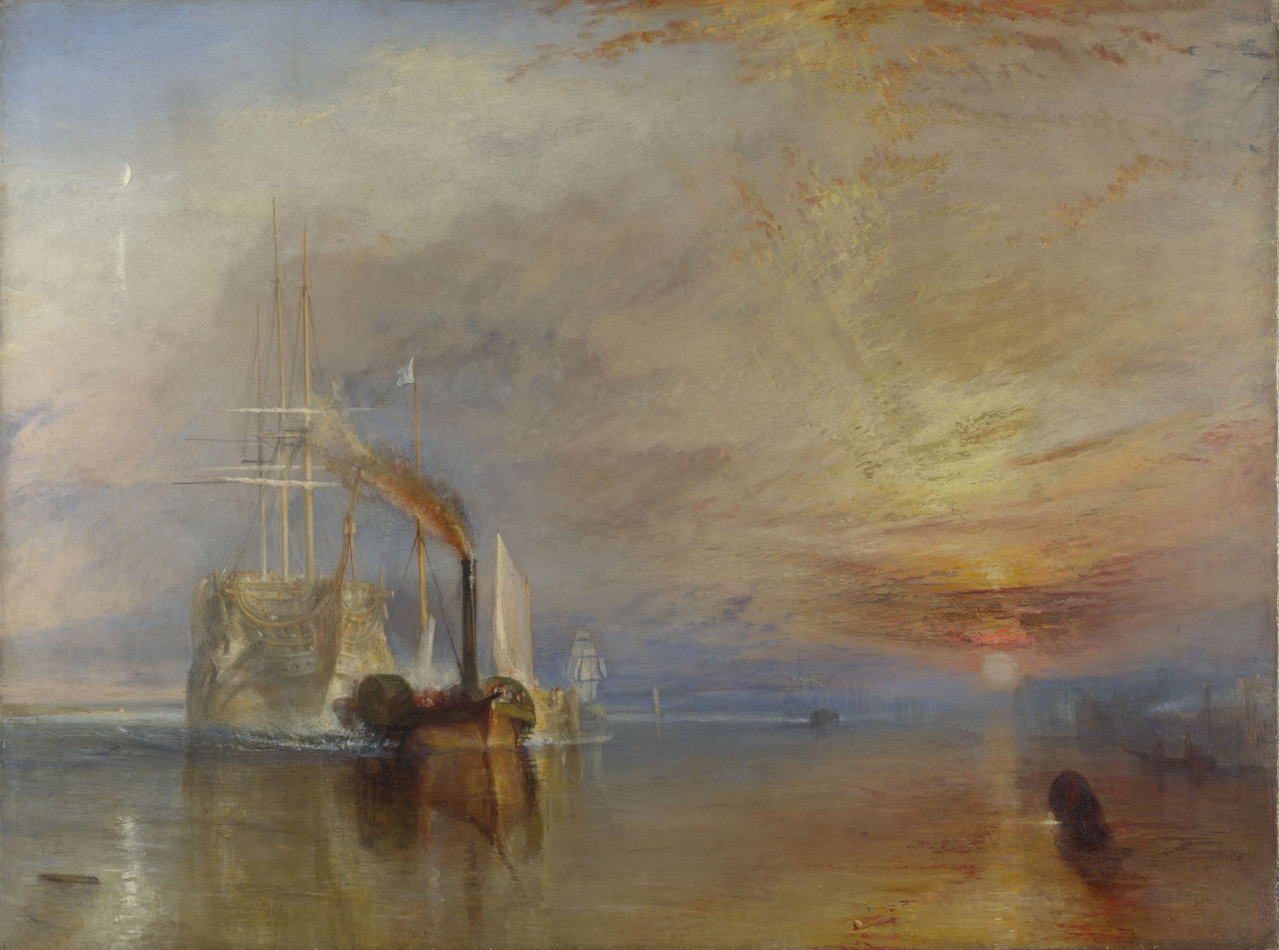解体されるために最後の停泊地に曳かれて行く戦艦テメレール号 by Joseph Mallord William Turner - 1839年 - 91 cm x 1.22 m 