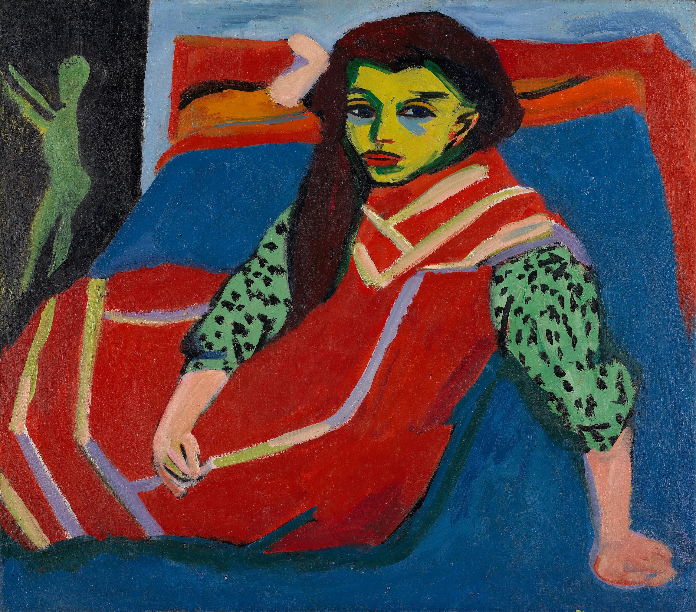 坐着的女孩(弗兰西 费尔曼) by 恩斯特·路德维格 凯尔希纳 - 1910 